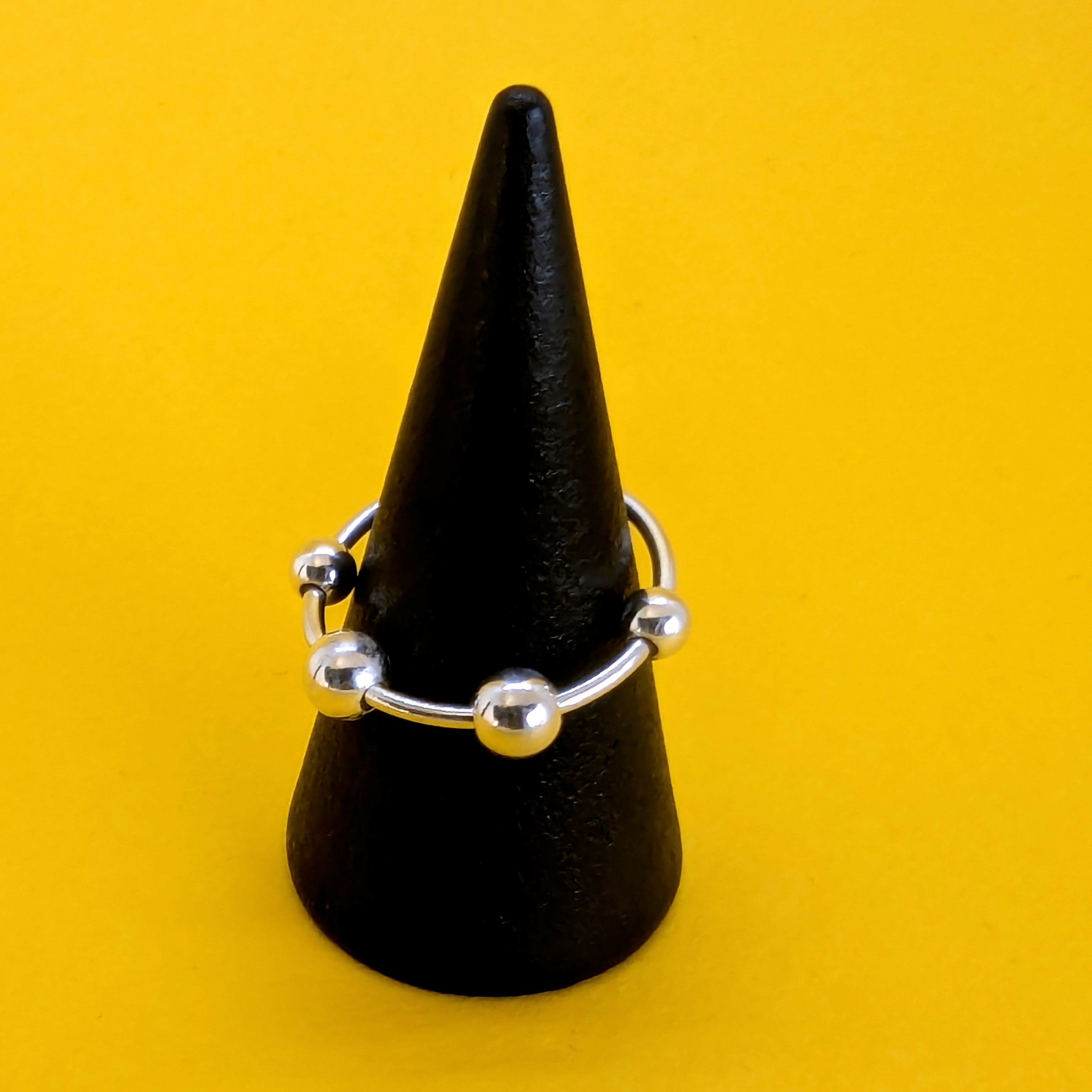 ‘Orbit’ Sterling Silver Polished Bead Fidget Ring