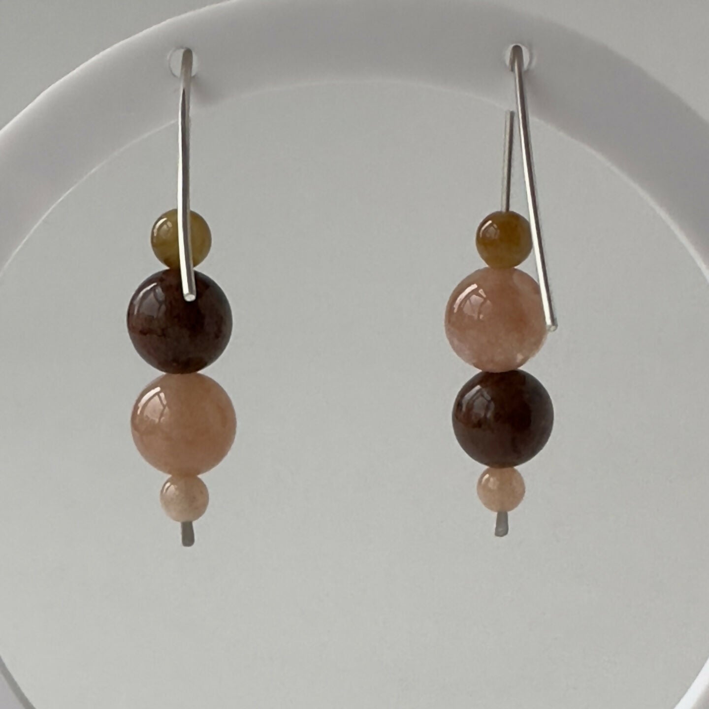 HEALING CRYSTAL & STERLING SILVER SACRAL CHAKRA EARRINGS WITH SLIDING BEADS
