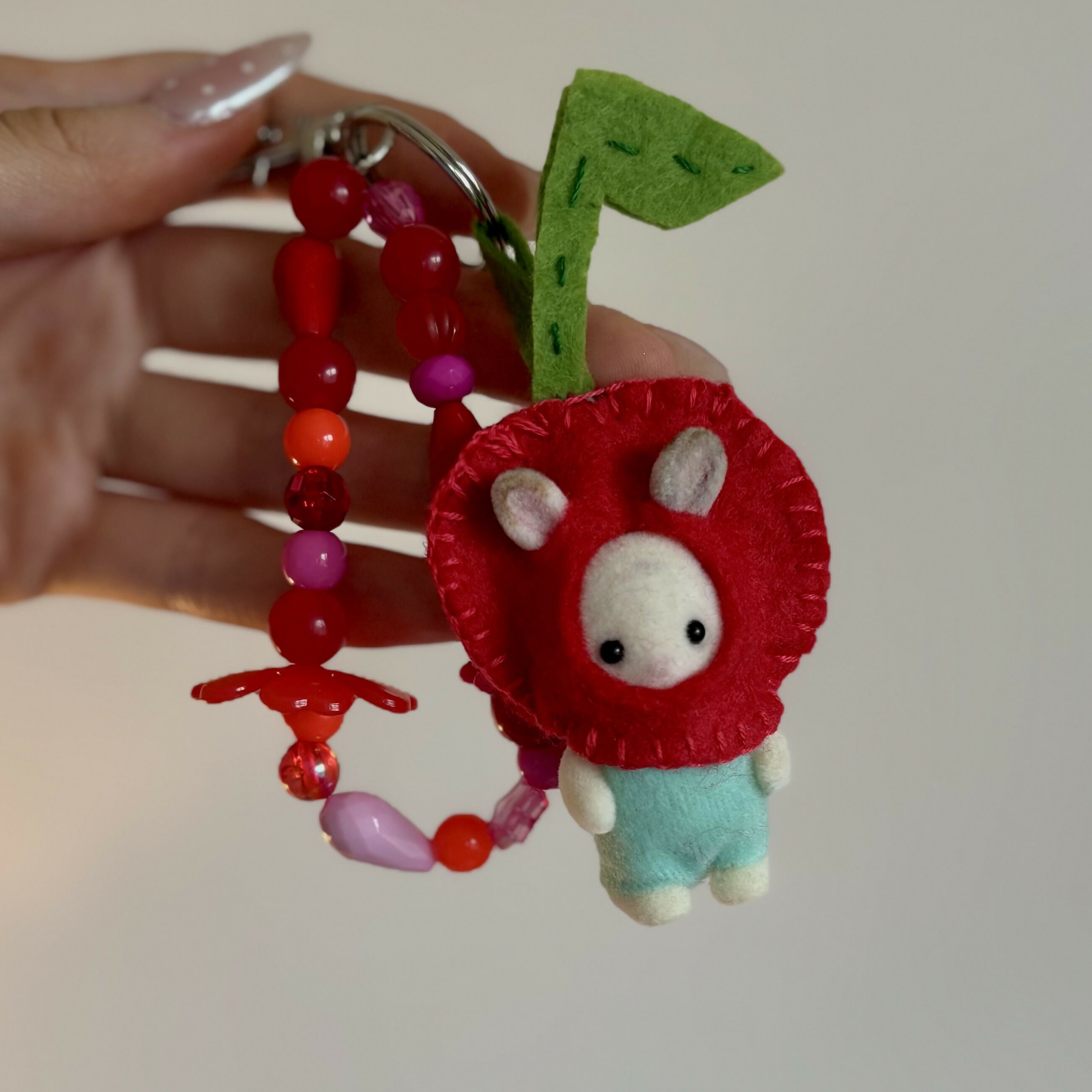Cherry Bunny Felt Keyring