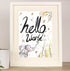 'Hello World' Baby Elephant Watercolour Painting Print A5 Mounted