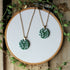 White And Green Leaf Print Circle Necklace