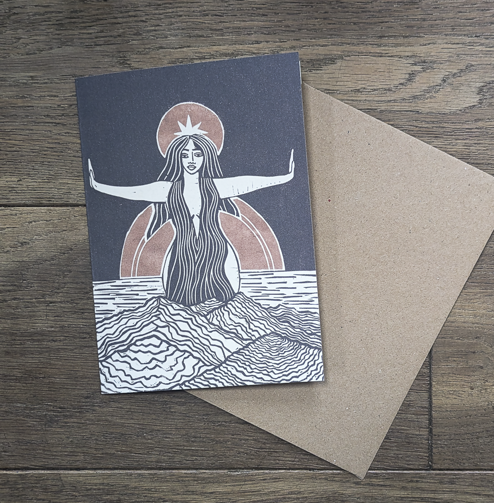 GODDESS SOPHIA LINOCUT GREETING CARD