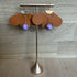 Forest Whisper – Cognac Brown Thin Leather Flower Earrings with Lavender Stone