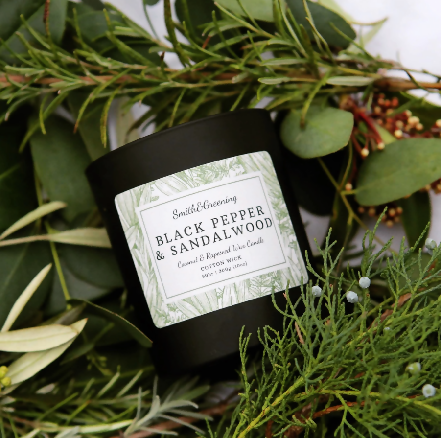 Hand Poured Black Pepper & Sandalwood Coconut Wax Candle