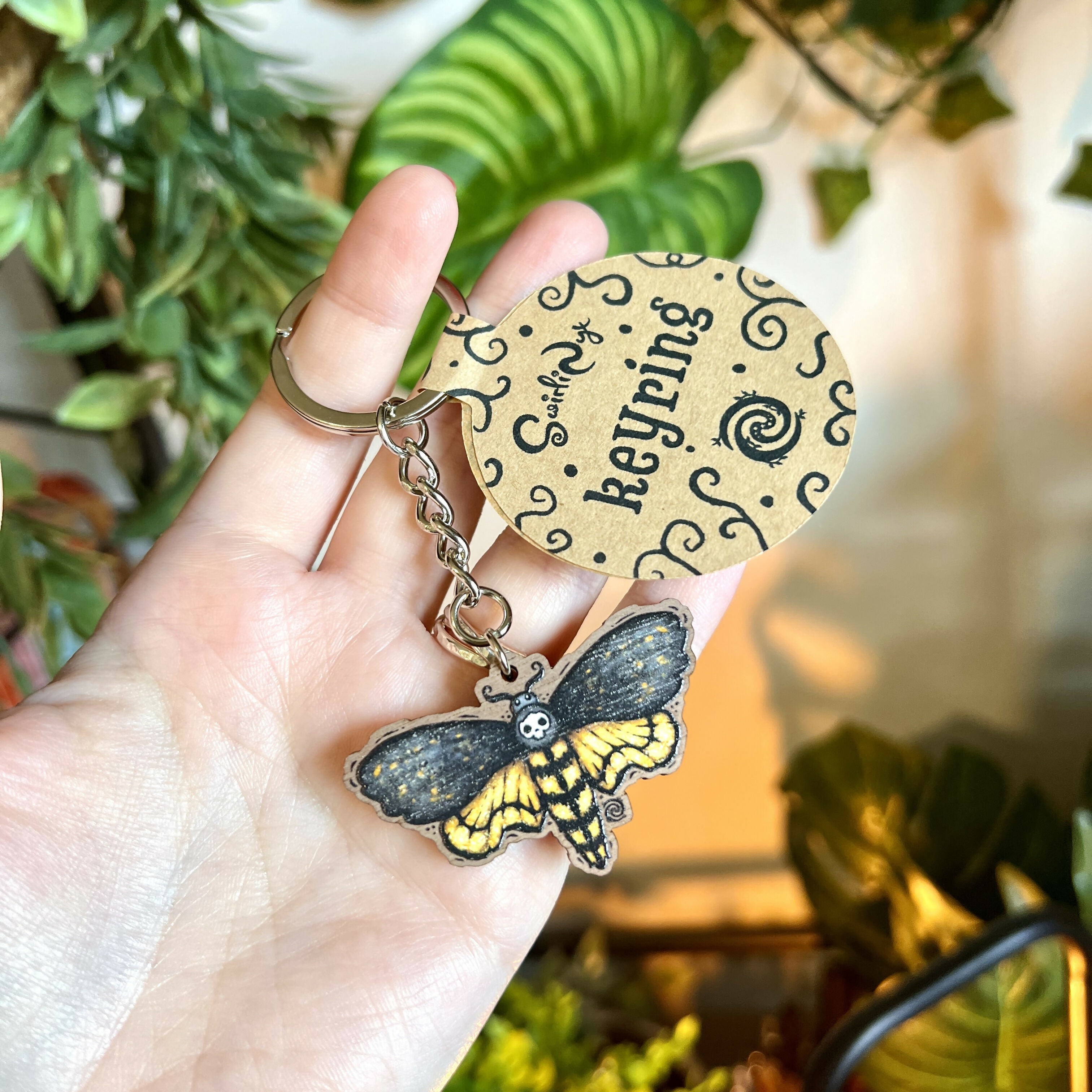 Death Moth Wooden Keyring