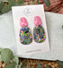 Funky Pattern Collection - Pink Dangle Polymer Clay Earrings