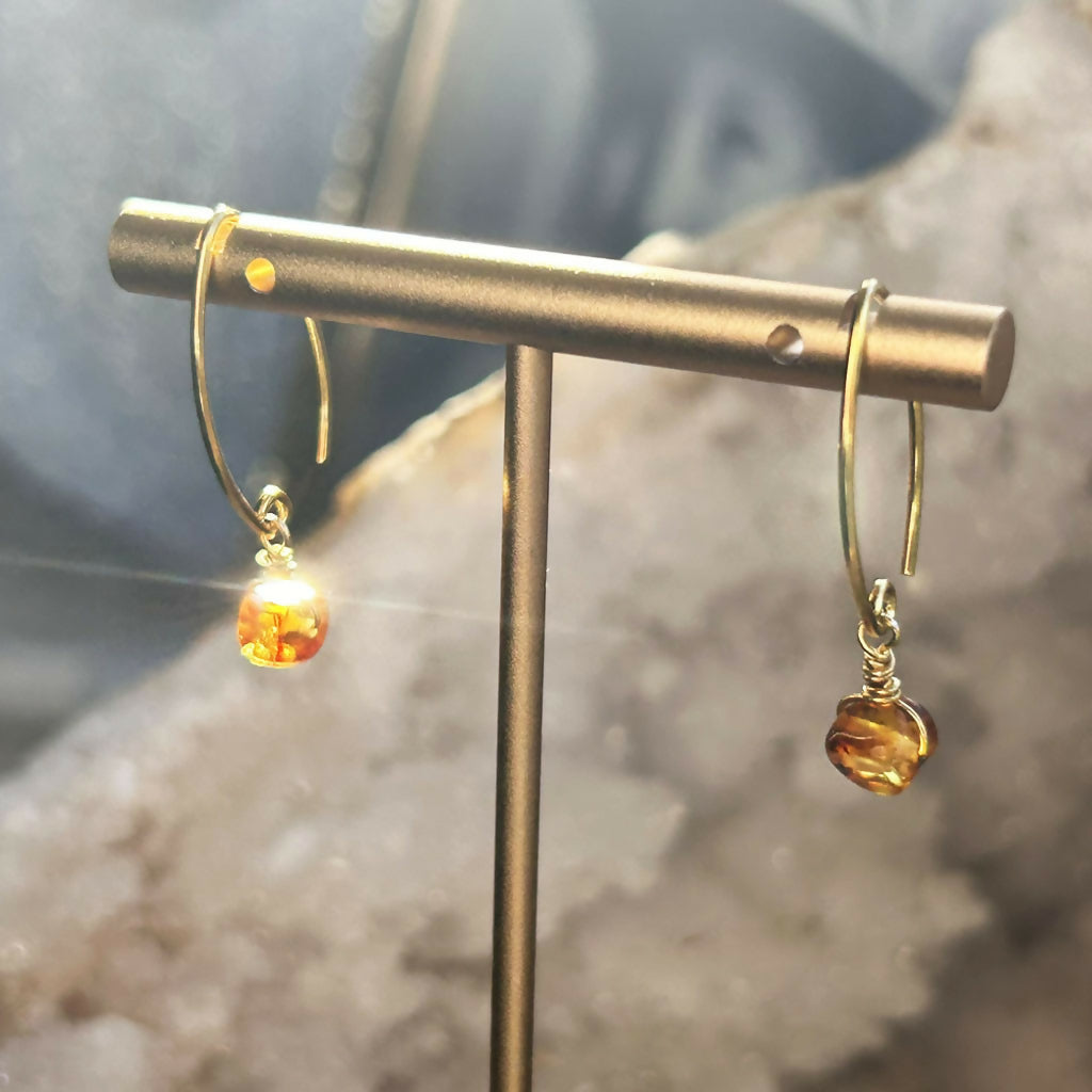 Handmade Gold Vermeil Amber Earrings