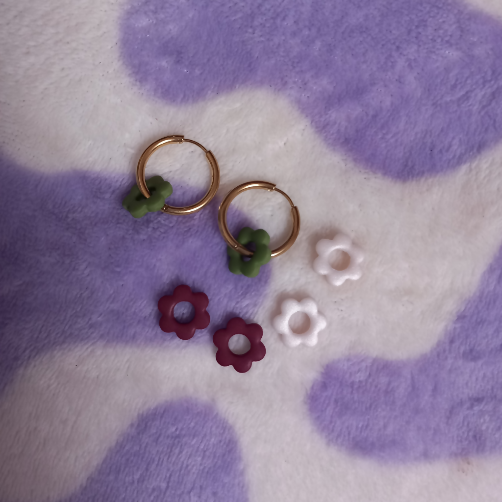 Multi-Charm Gold Plated Stainless Steel Hoop Earrings