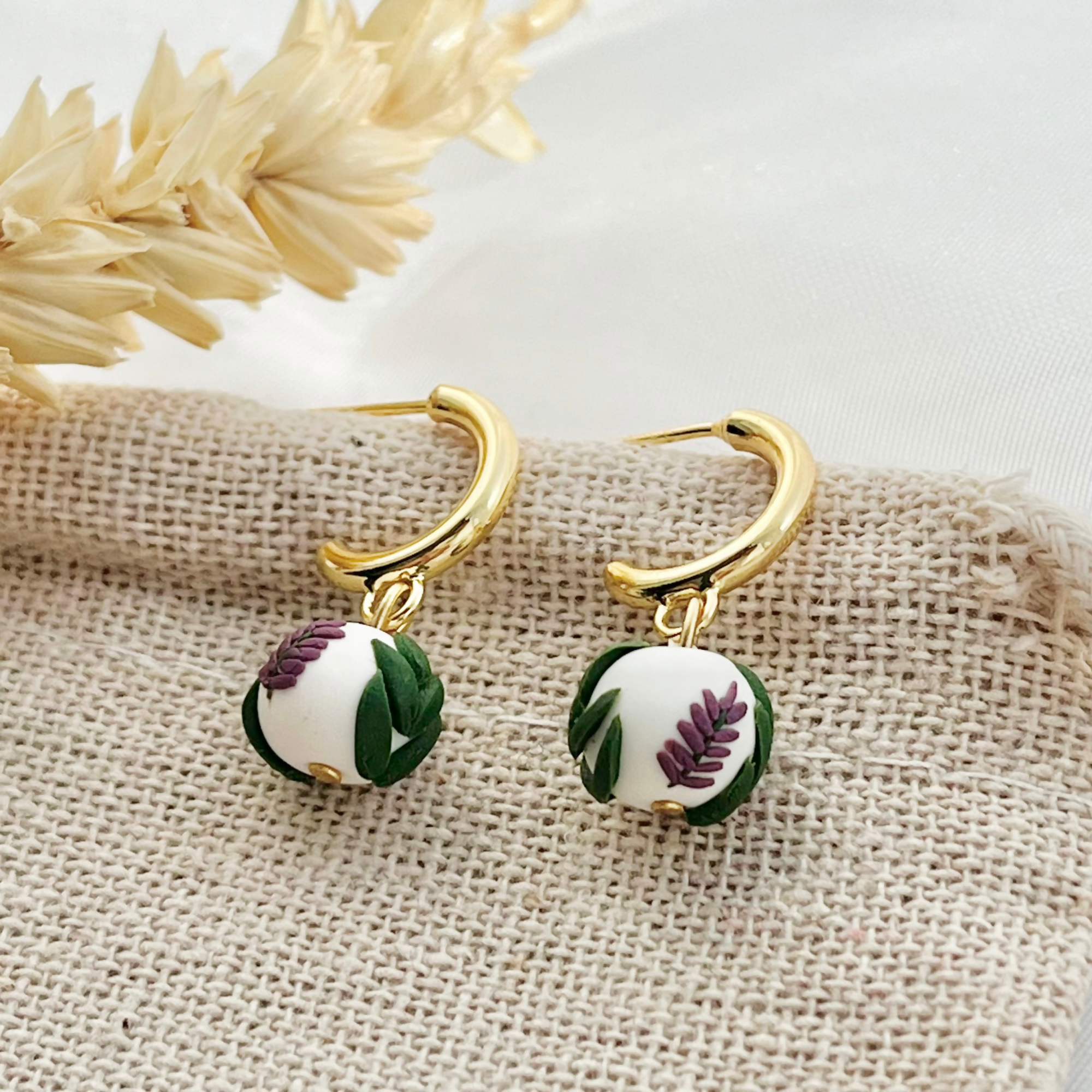 Lavender No. 1 - Handmade Polymer Clay Earrings