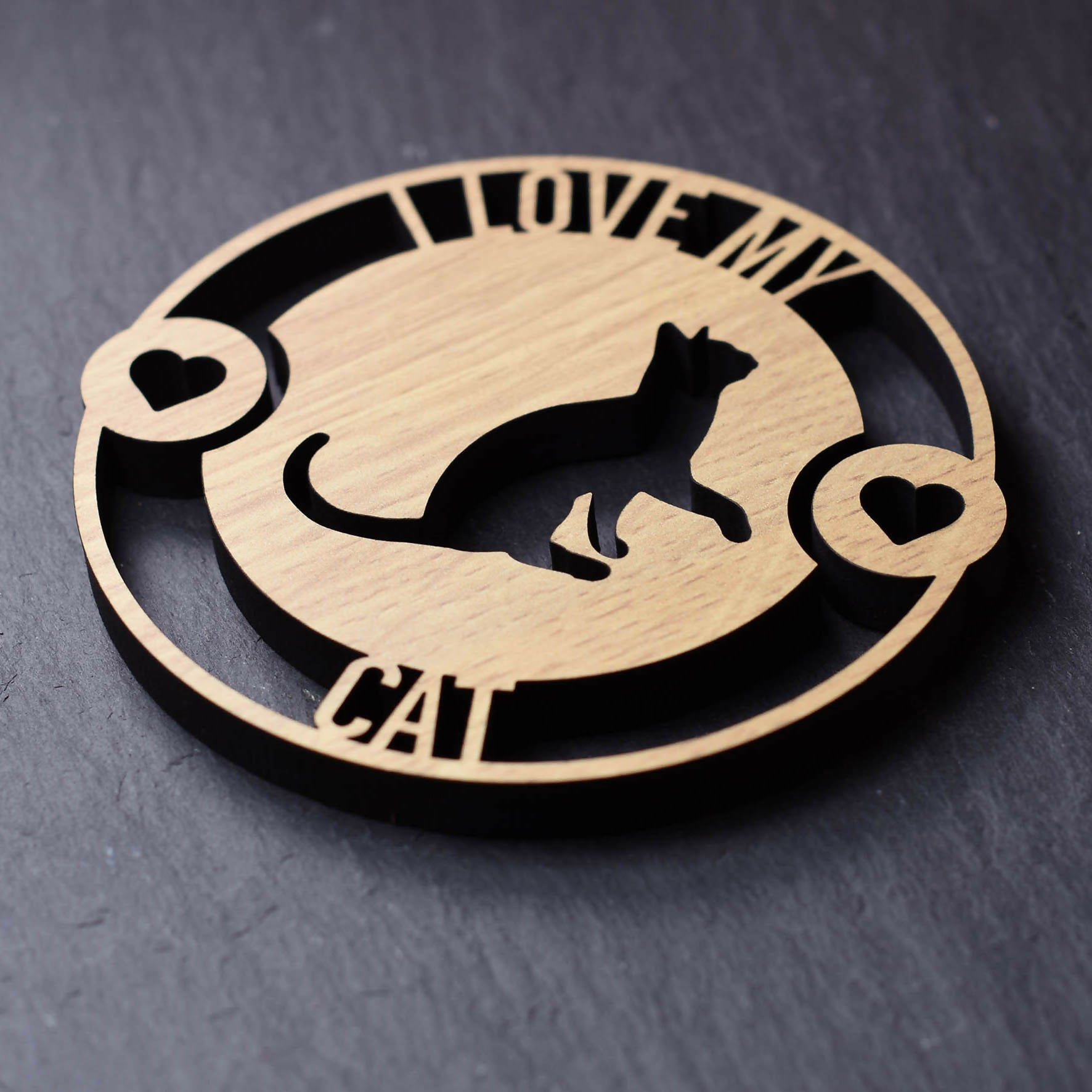 I Love My Cat Laser Cut Wooden Coaster