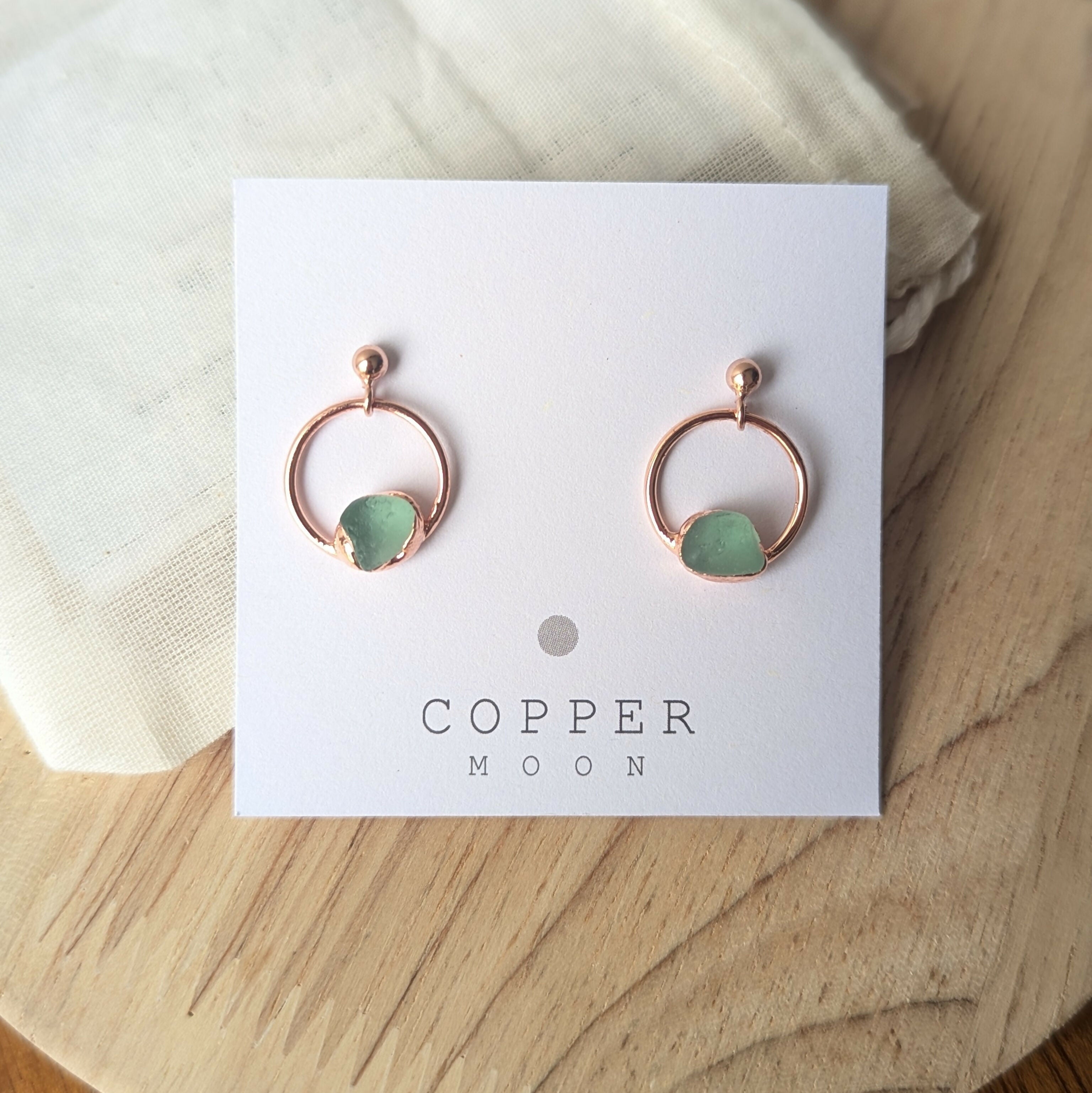 Seaglass Moon Stud Earrings