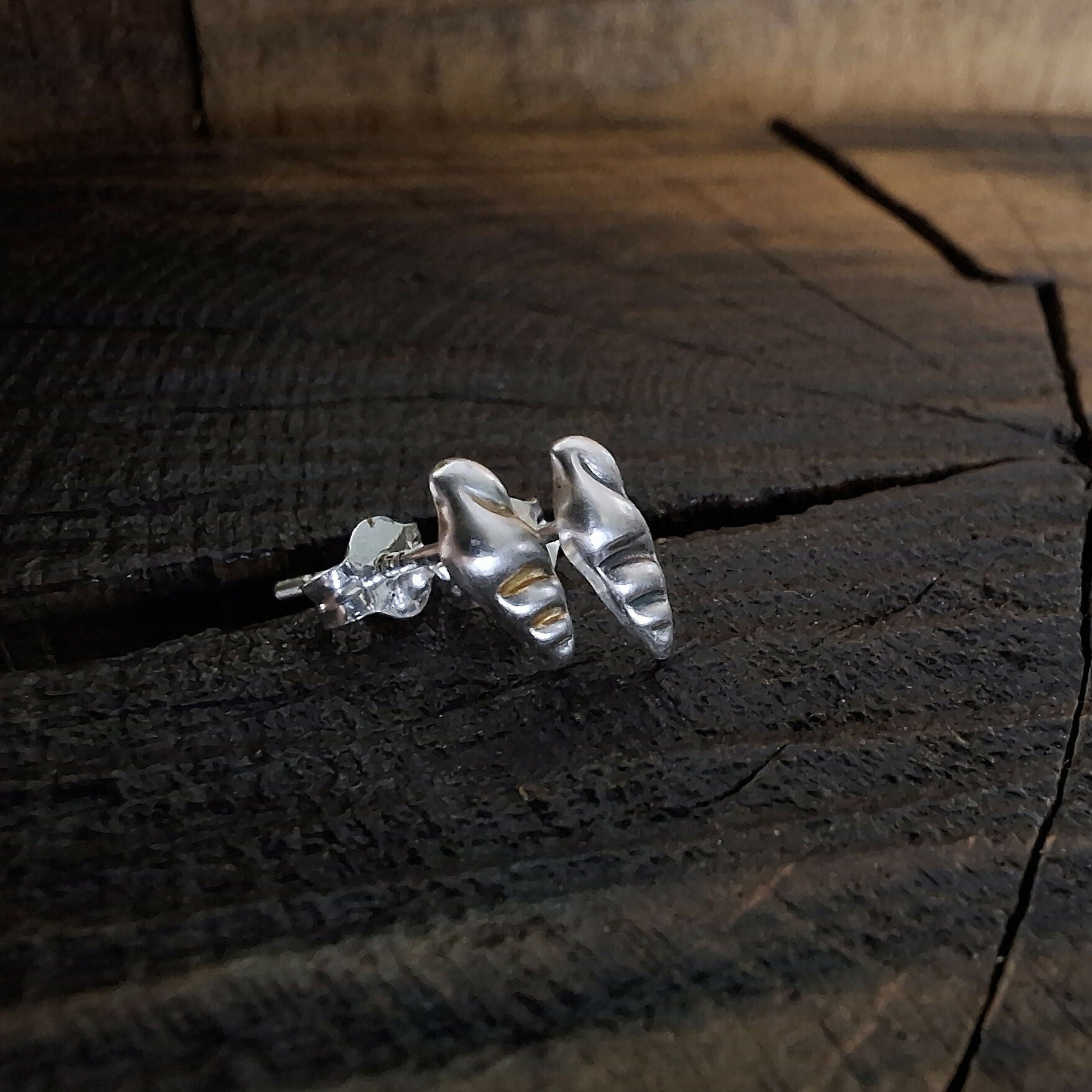 Handmade Silver Shell Studs
