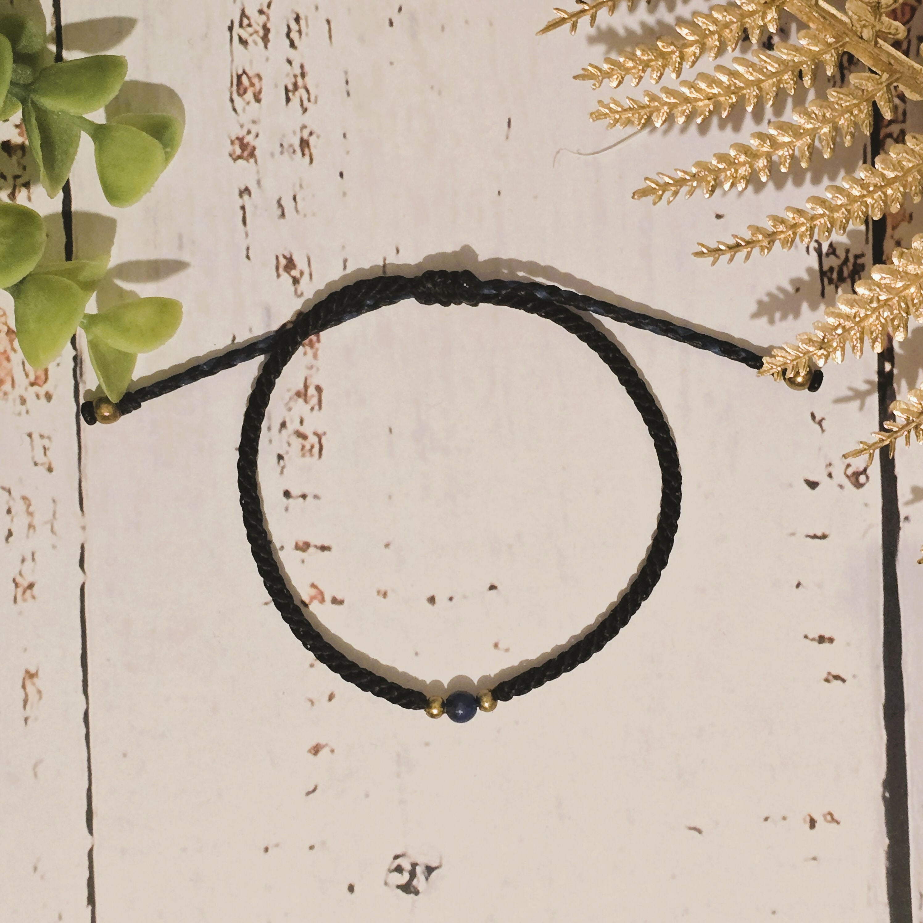 Lapis Lazui Birthstone Bracelet; Single Crystal Macrame Adjustible September Gift Bracelet