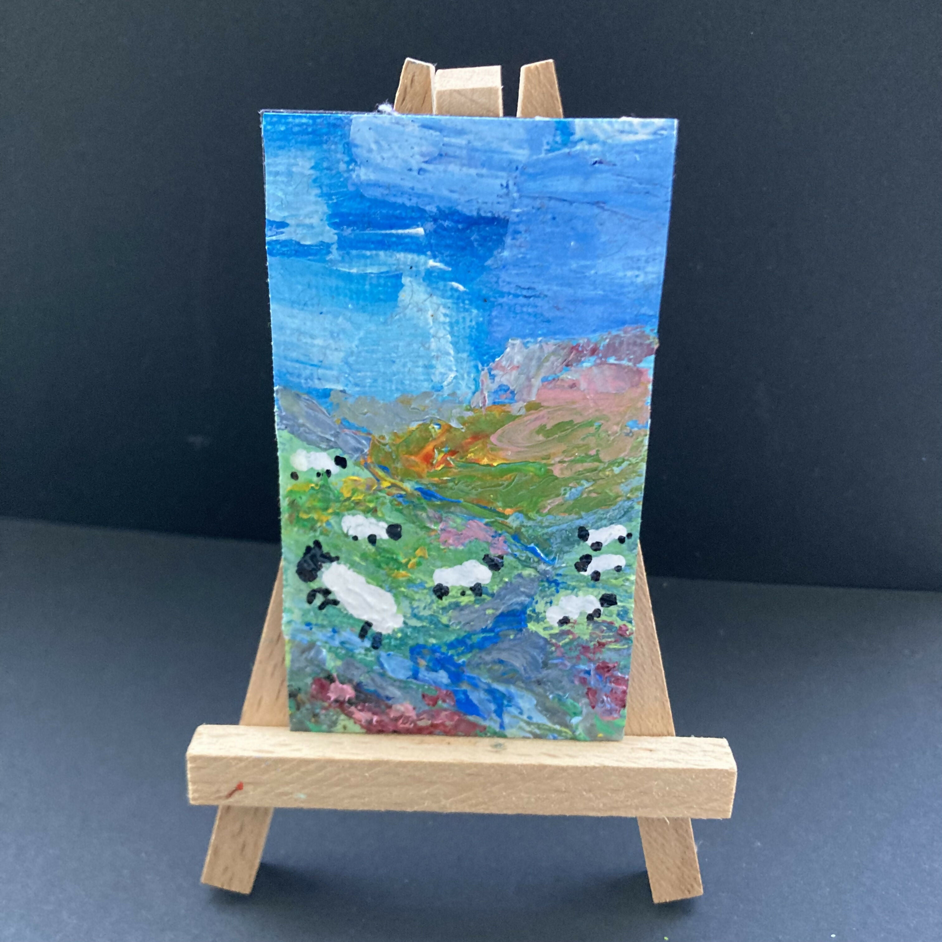 Dales Sheep In Heather Oil Painting Mini Canvas Fridge Magnet