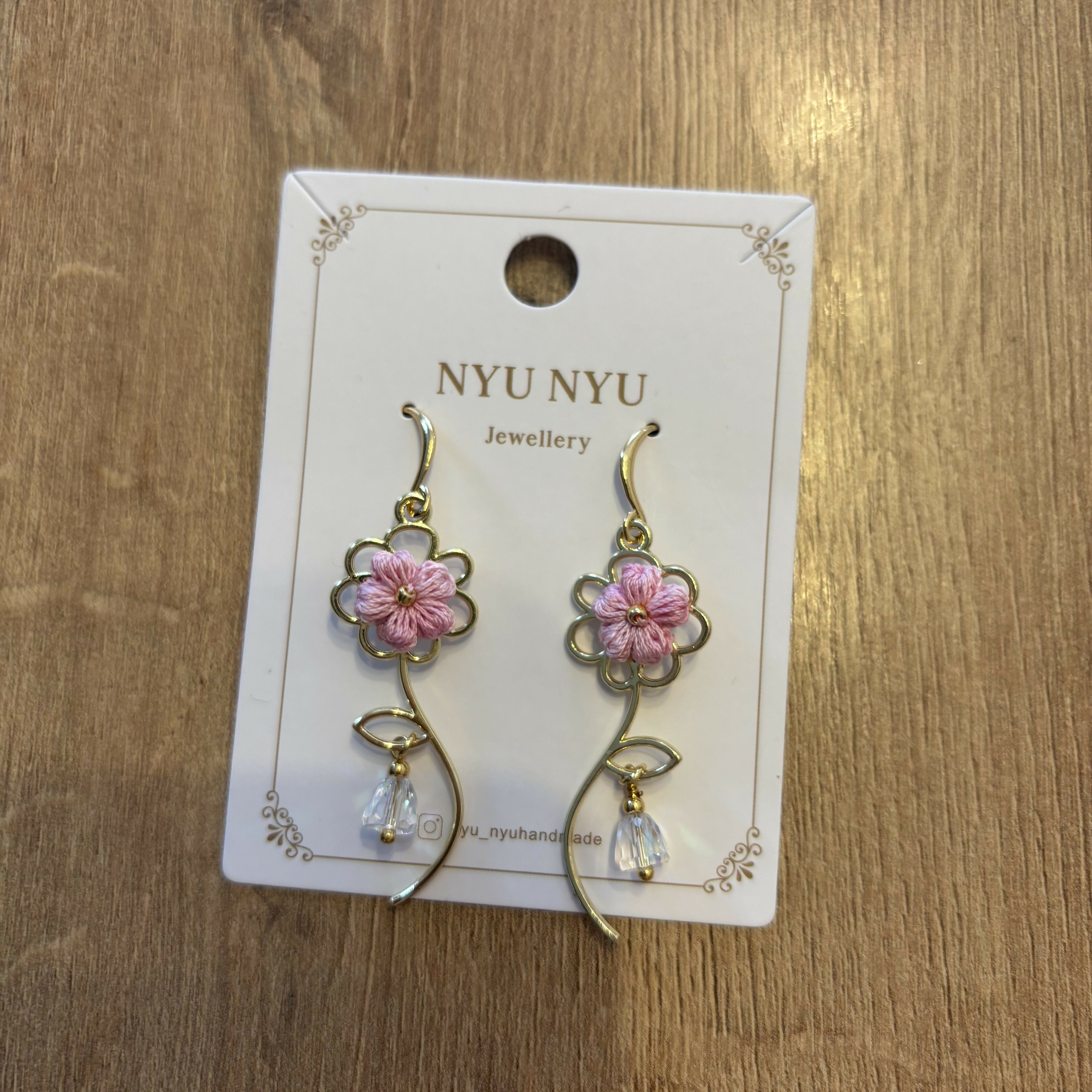Micro Crochet Flower Dangles Earrings