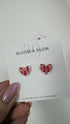 Pink and red stripe Stud Earrings