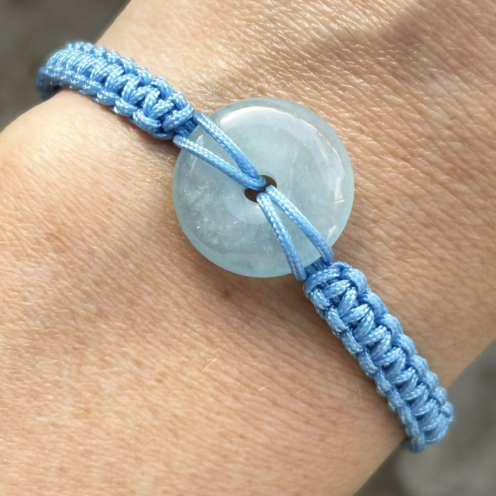 Handmade Adjustable Macrame Bracelet With Aquamarine