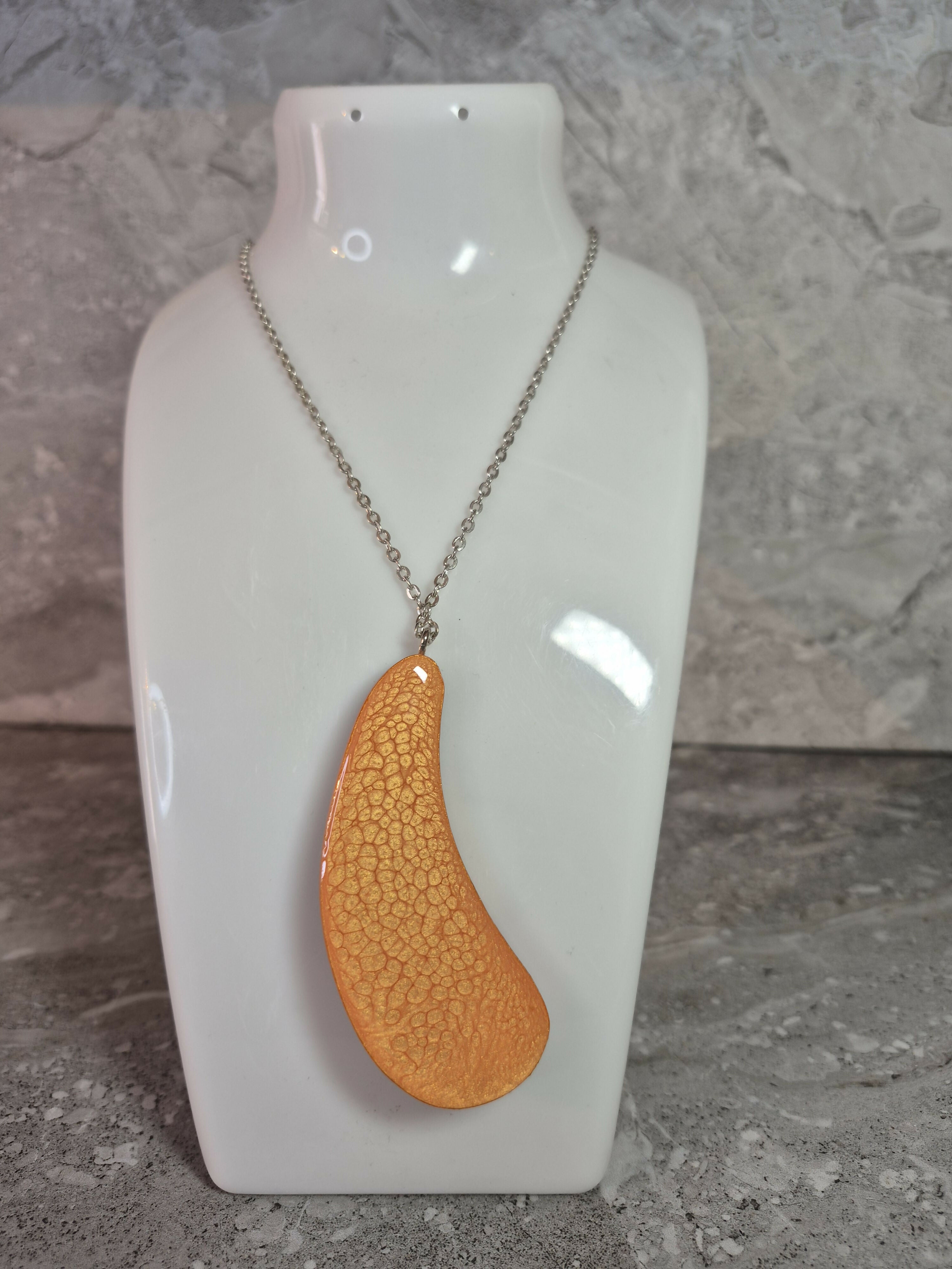 Unique Hand Crafted Tear Drop Shaped Pendant With a Fiery Textured Pattern