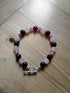 Tibetan Silver Toggle Catch Bracelet with Plum Chalcedony, Rose Quartz and Faceted Strawberry Quartz.