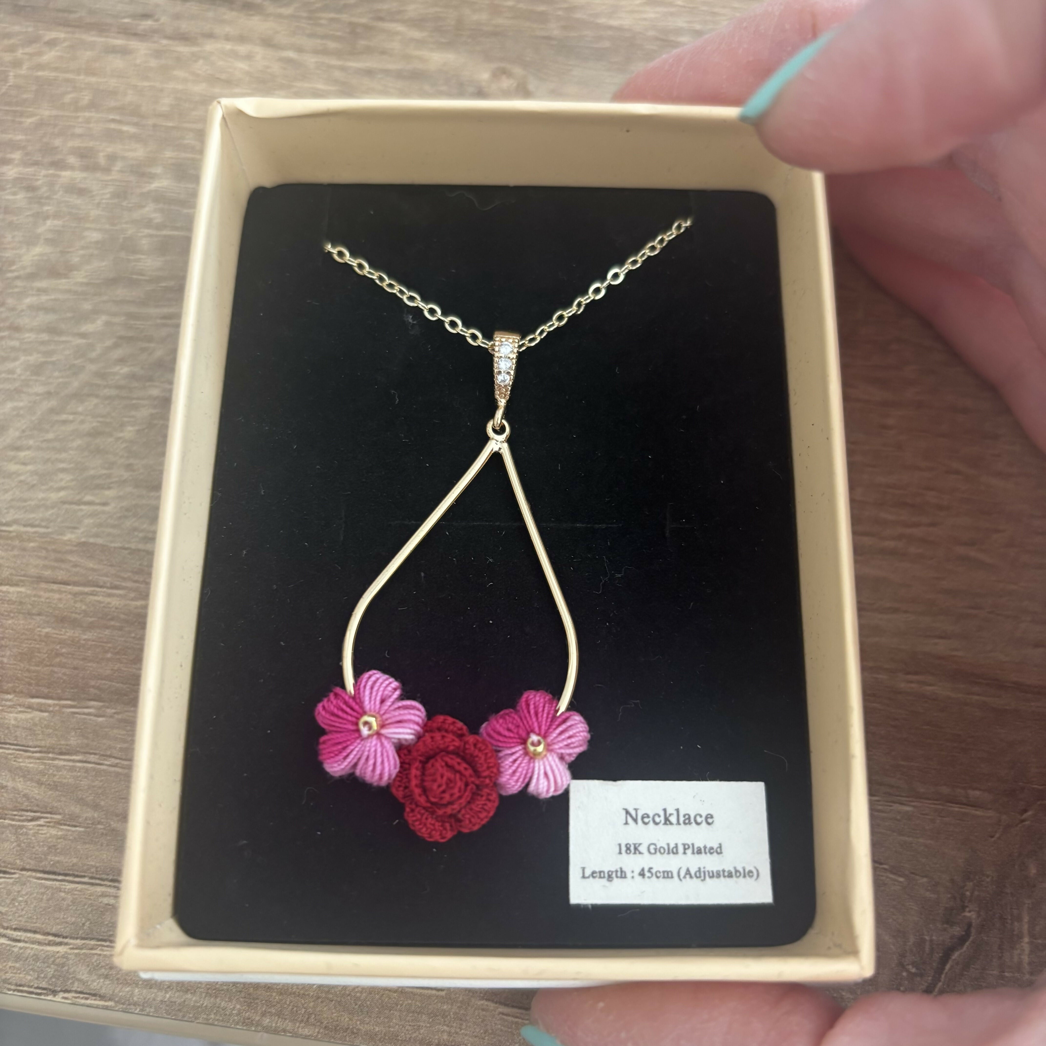 Micro Crochet Flower Necklace