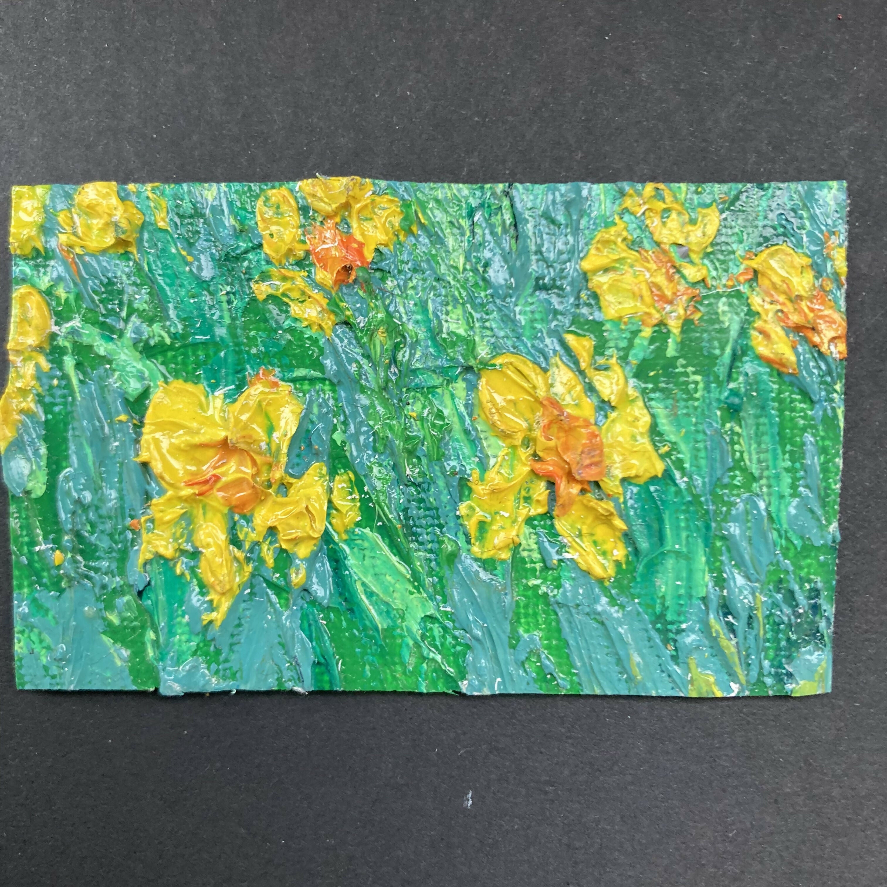 Daffodils Mini Oil Painting Canvas Fridge Magnet