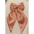 Salmon Pink Satin Hair Bow with Barrette Clip