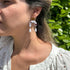 Floral Arch Drop Earrings with Teardrop Beads in White