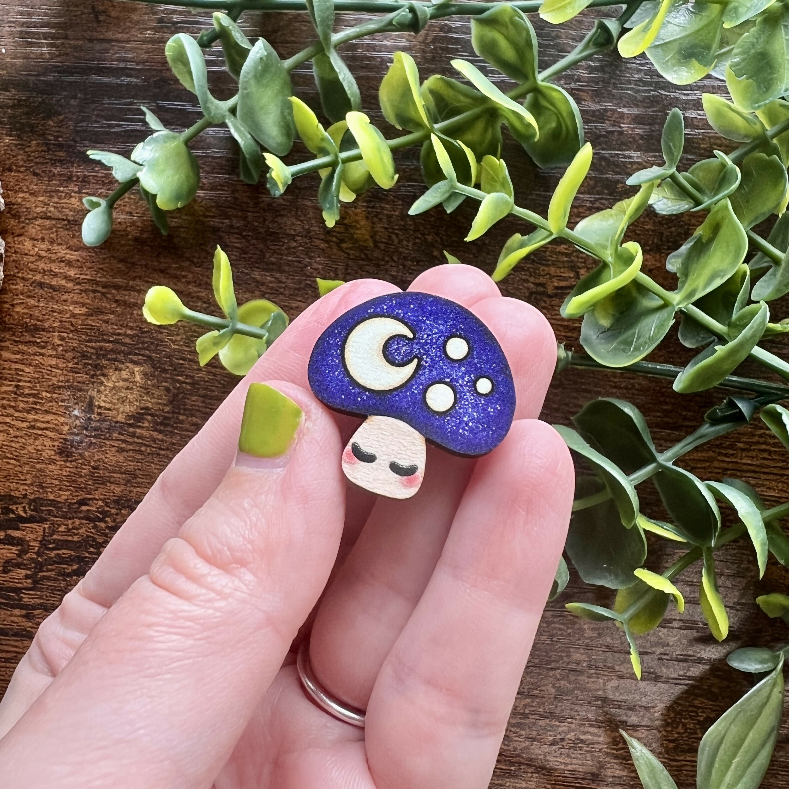 Dusk Mushroom Wooden Pin