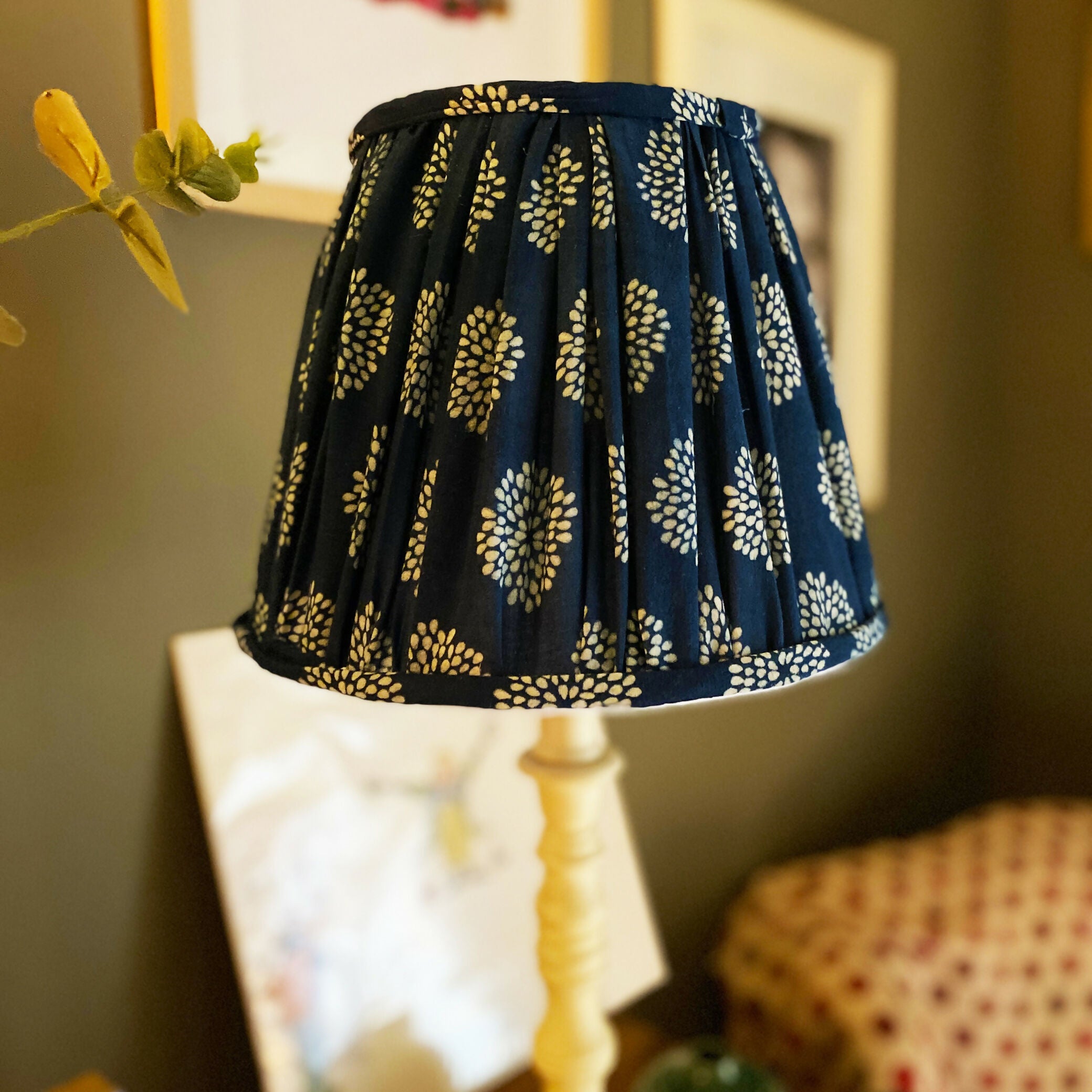 Polka Dot Gathered Fabric Lampshade