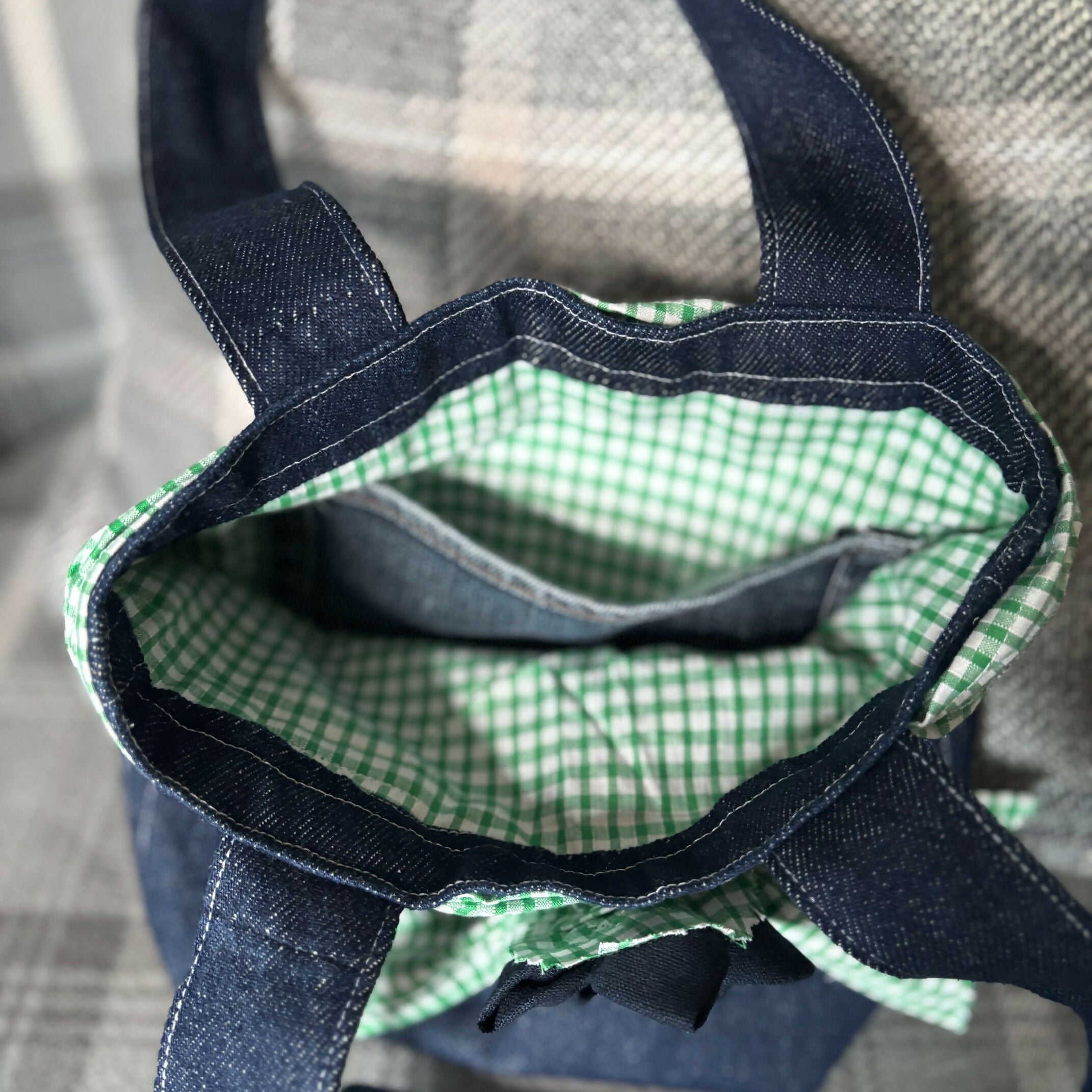 Unique Handcrafted Cute Denim Tote Bag Handbag Made From Upcycled Jeans With Flower Decoration