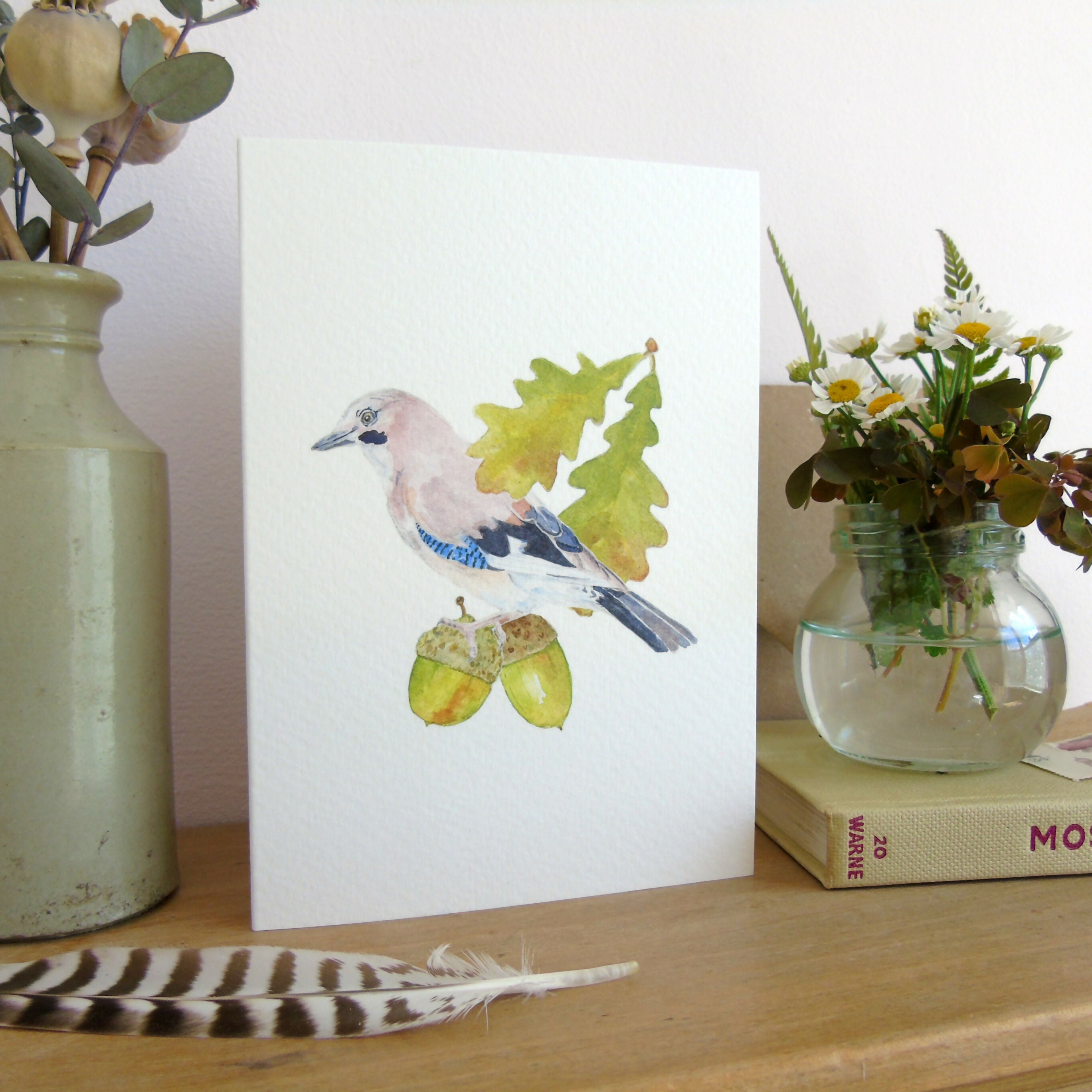 Jay and Acorn Greetings Card