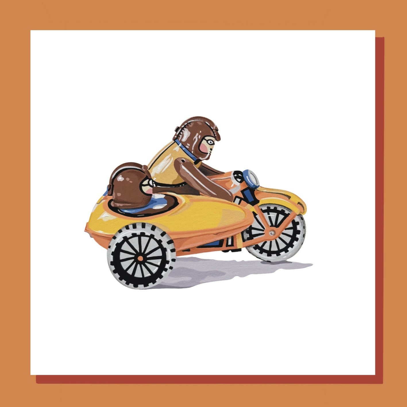 Retro Sidecar Greetings Card
