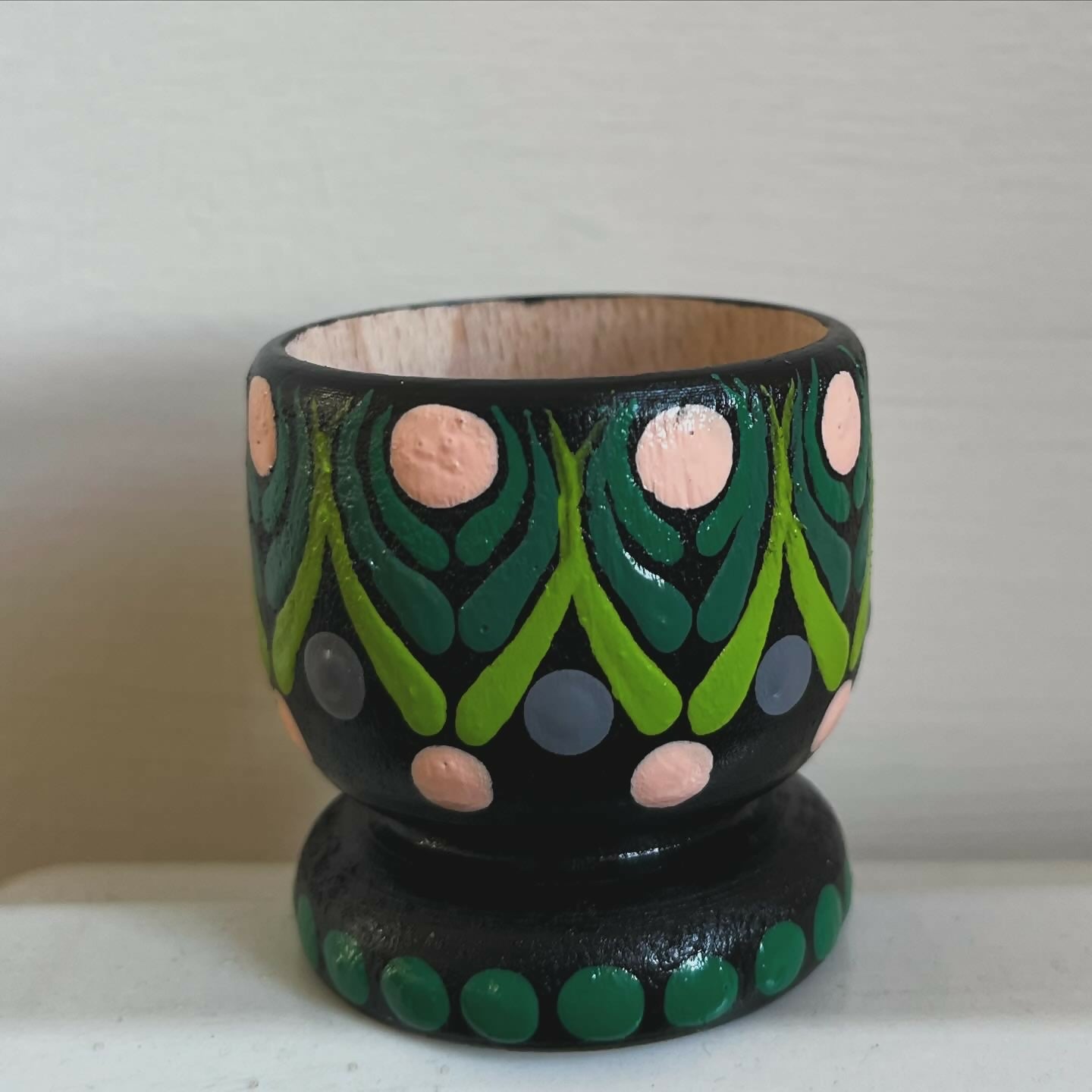 Hand Painted Wooden Egg Cup