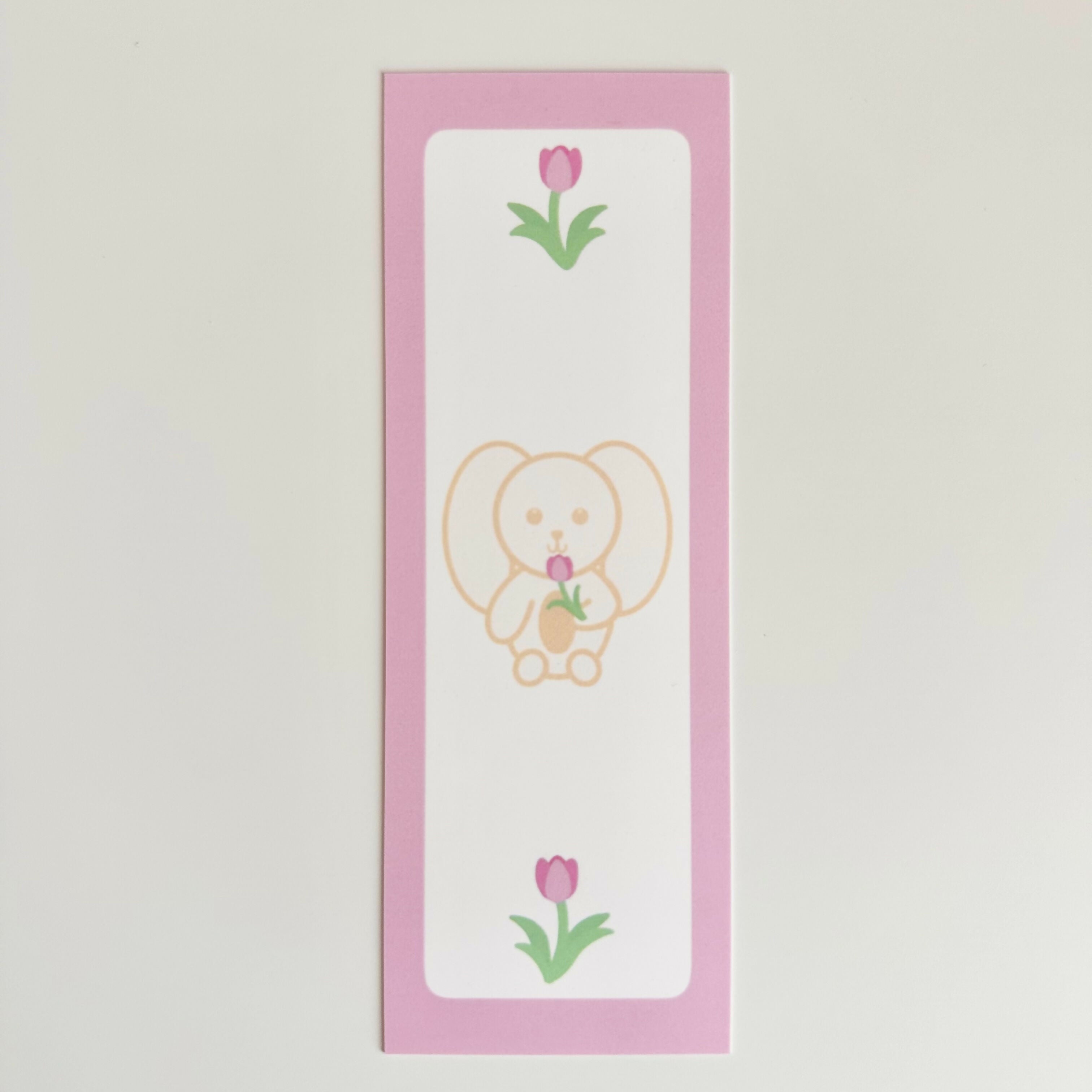 Bunny's Pink Tulip Bookmark