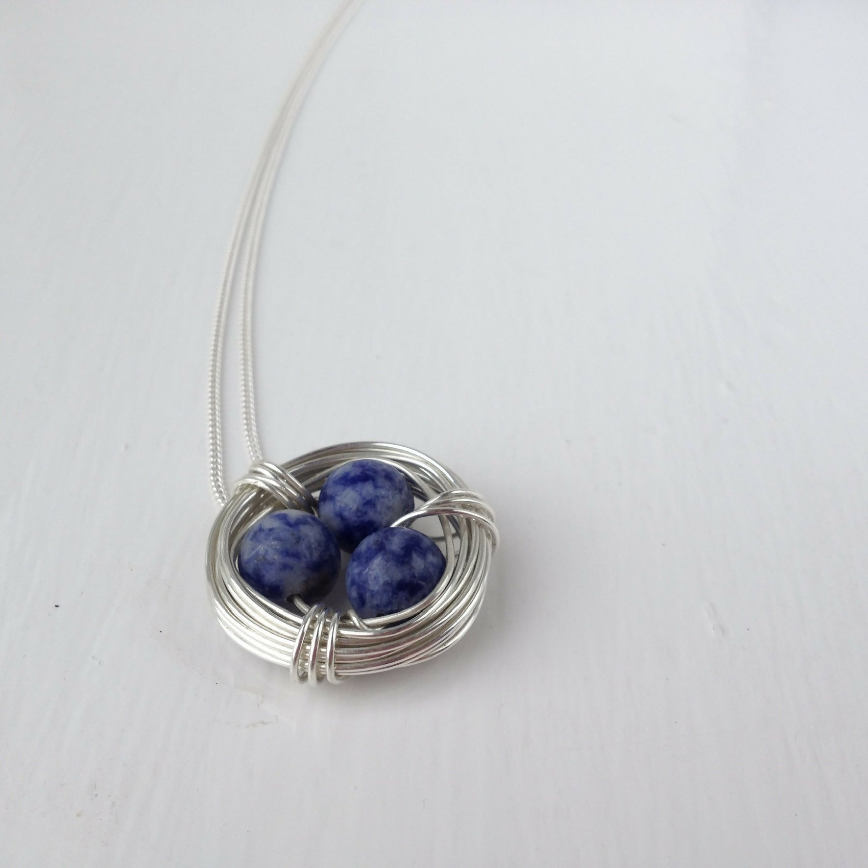 Sodalite Nest Necklace, Sterling Silver