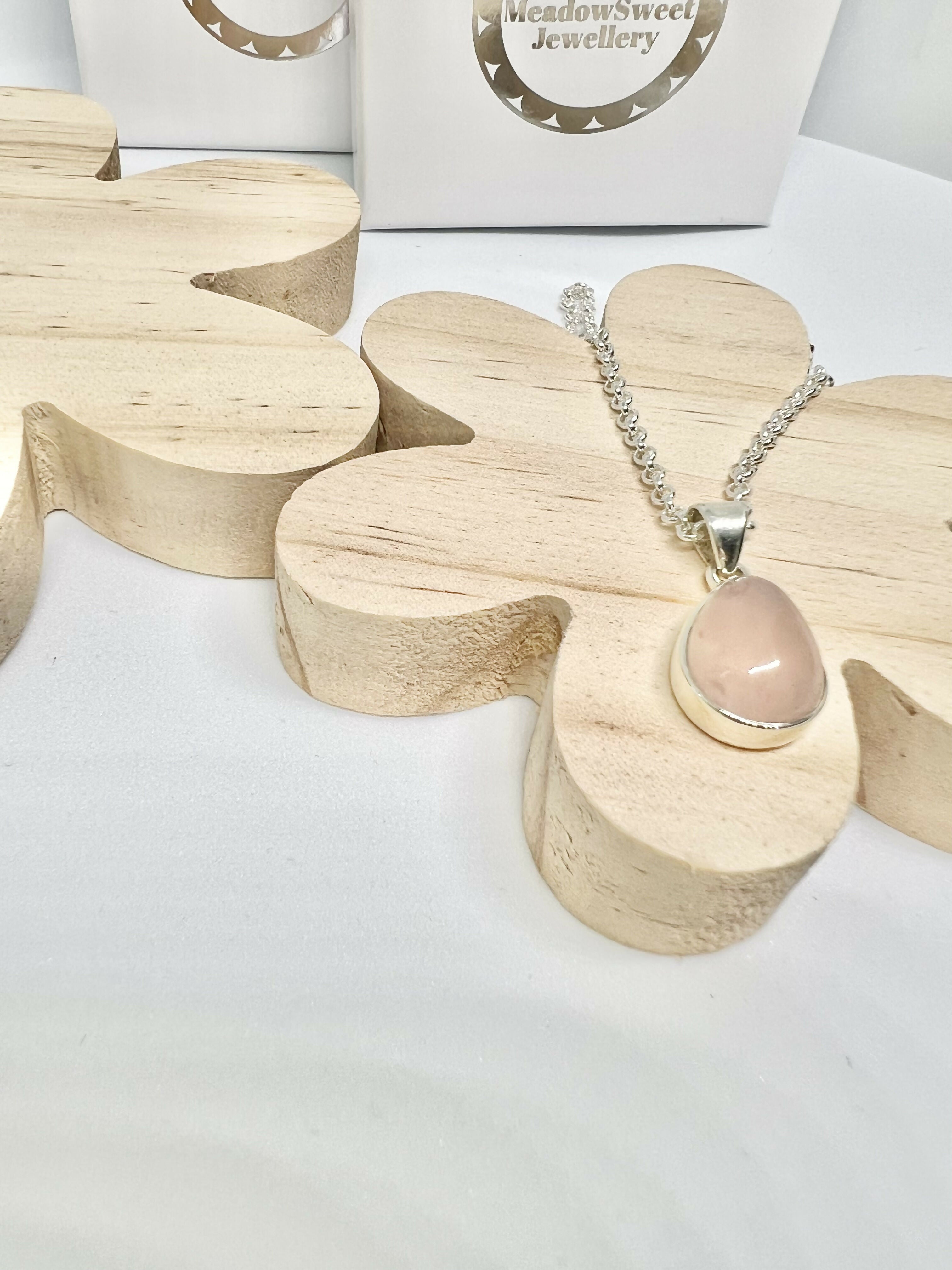 Rose Quartz teardrop necklace