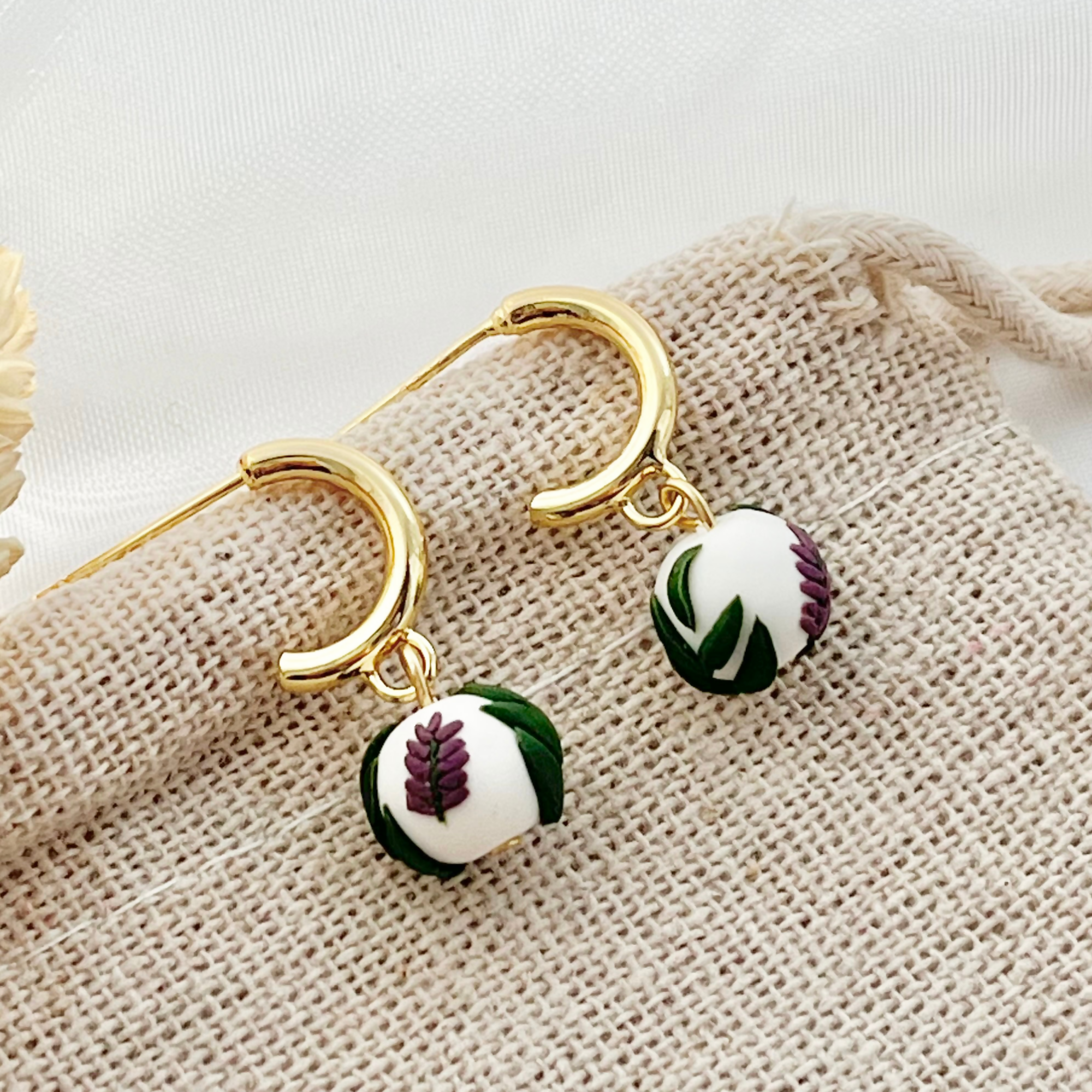 Lavender No. 1 - Handmade Polymer Clay Earrings