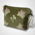 Lotus Flower Olive Green Velvet Makeup Bag
