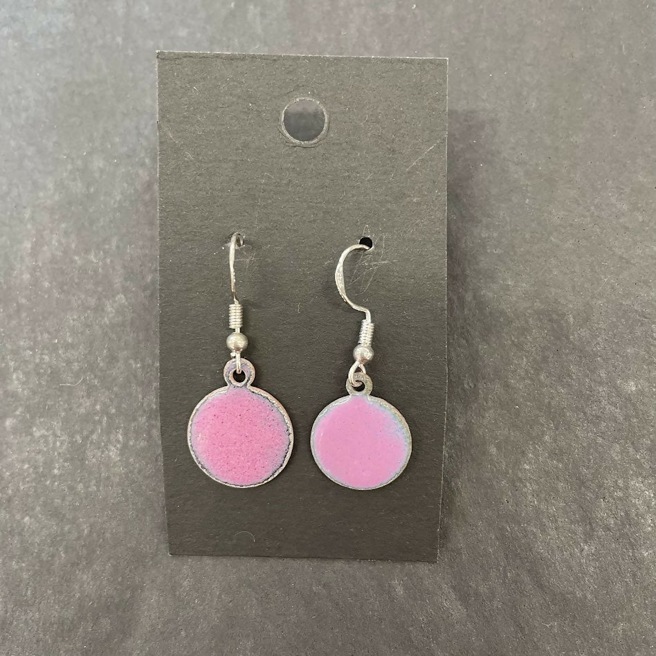 Purple Circle Drop enamel Earrings