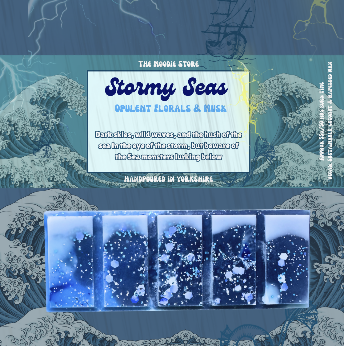 Stormy Seas - Oriental Flowers & Musk Fragranced Vegan Wax Melt Snap Bar