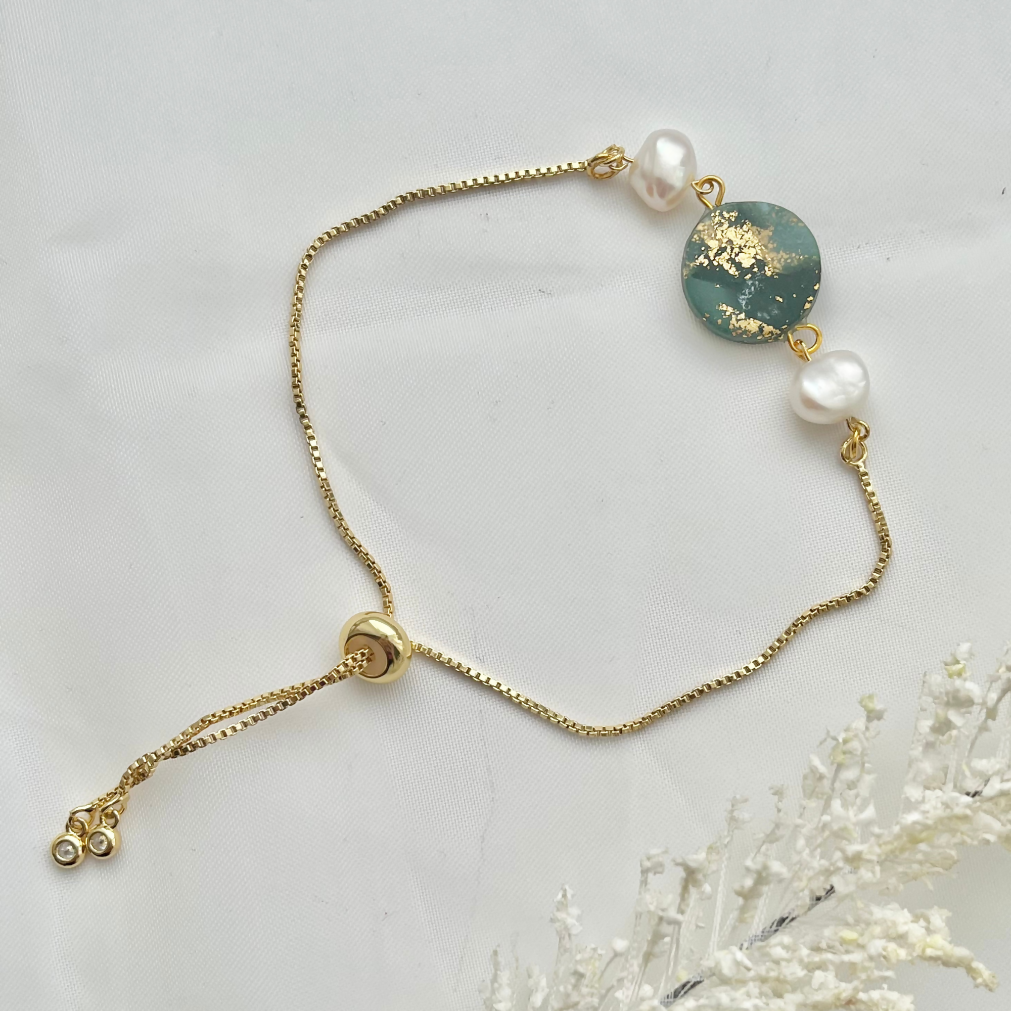 Clay and Pearl Bracelets - Handmade Polymer Clay Bracelets