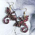 Handmade Burgundy Glitter And Gold Dragon Earrings