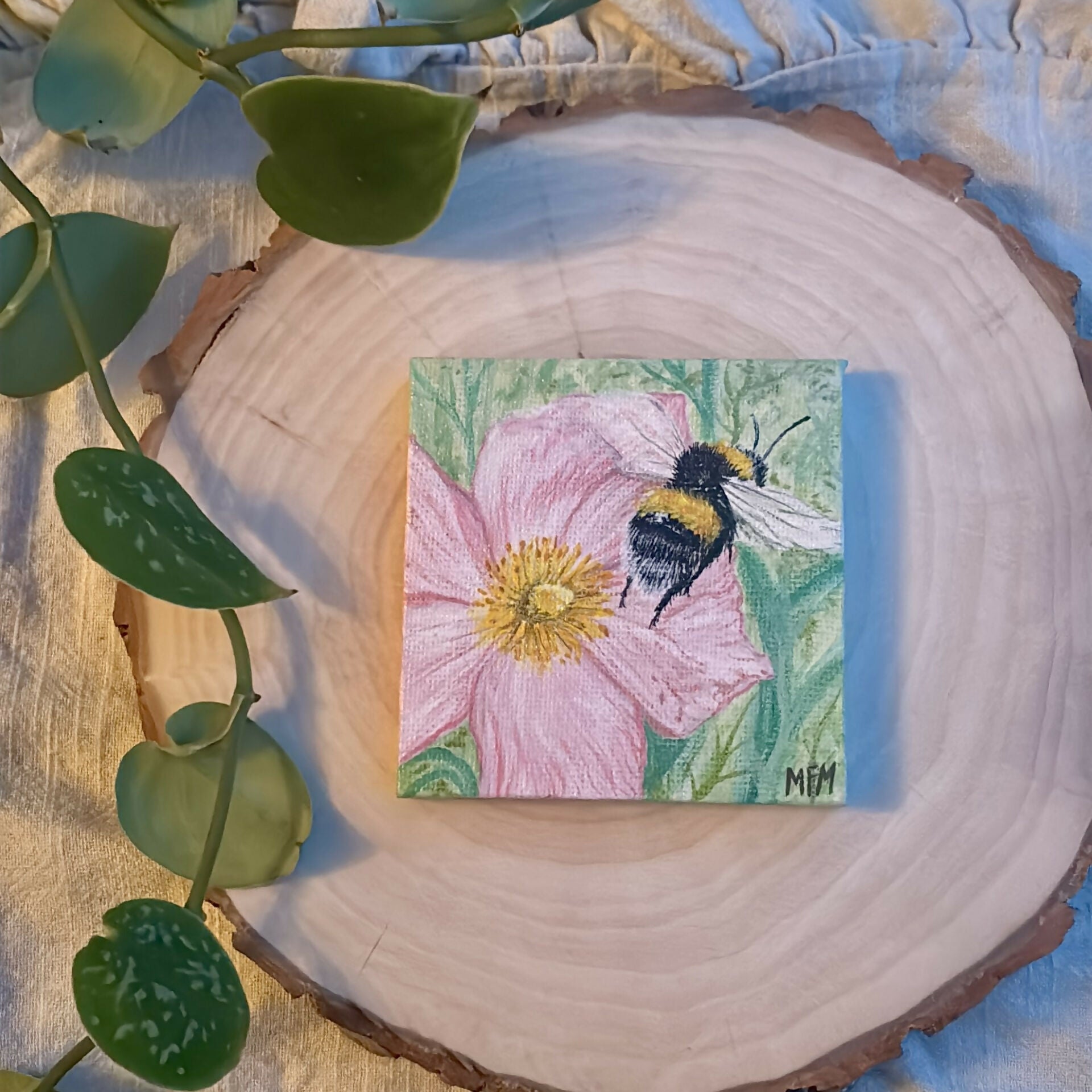 Original Acrylic Bee Painting 'Summertime' on Canvas