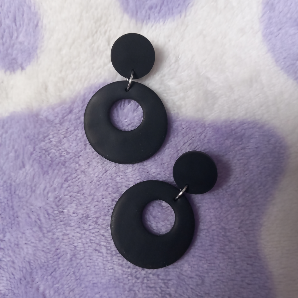 Polymer Clay Retro Circle Dangle Earrings