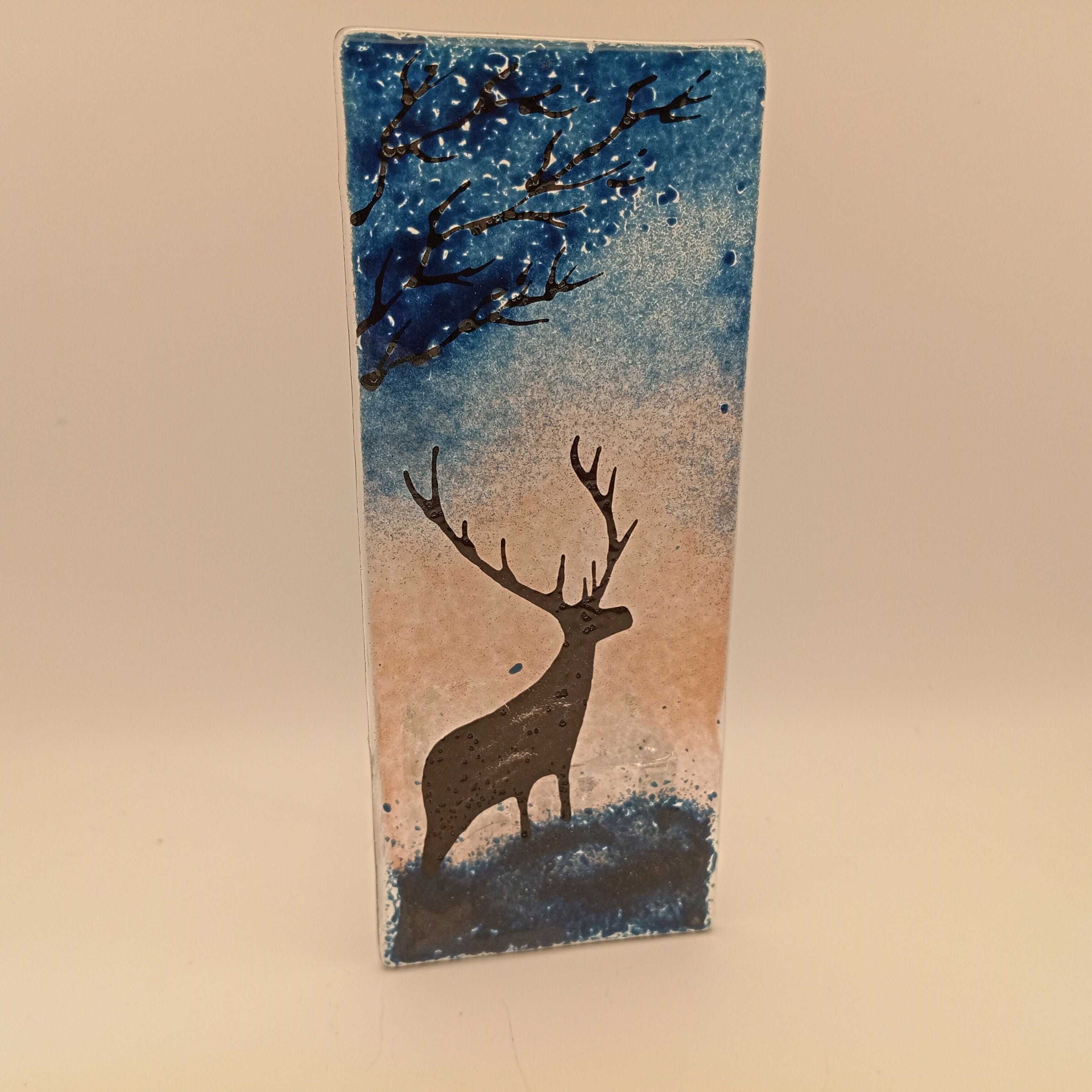 Fused Glass Silhouette Stag Tealight