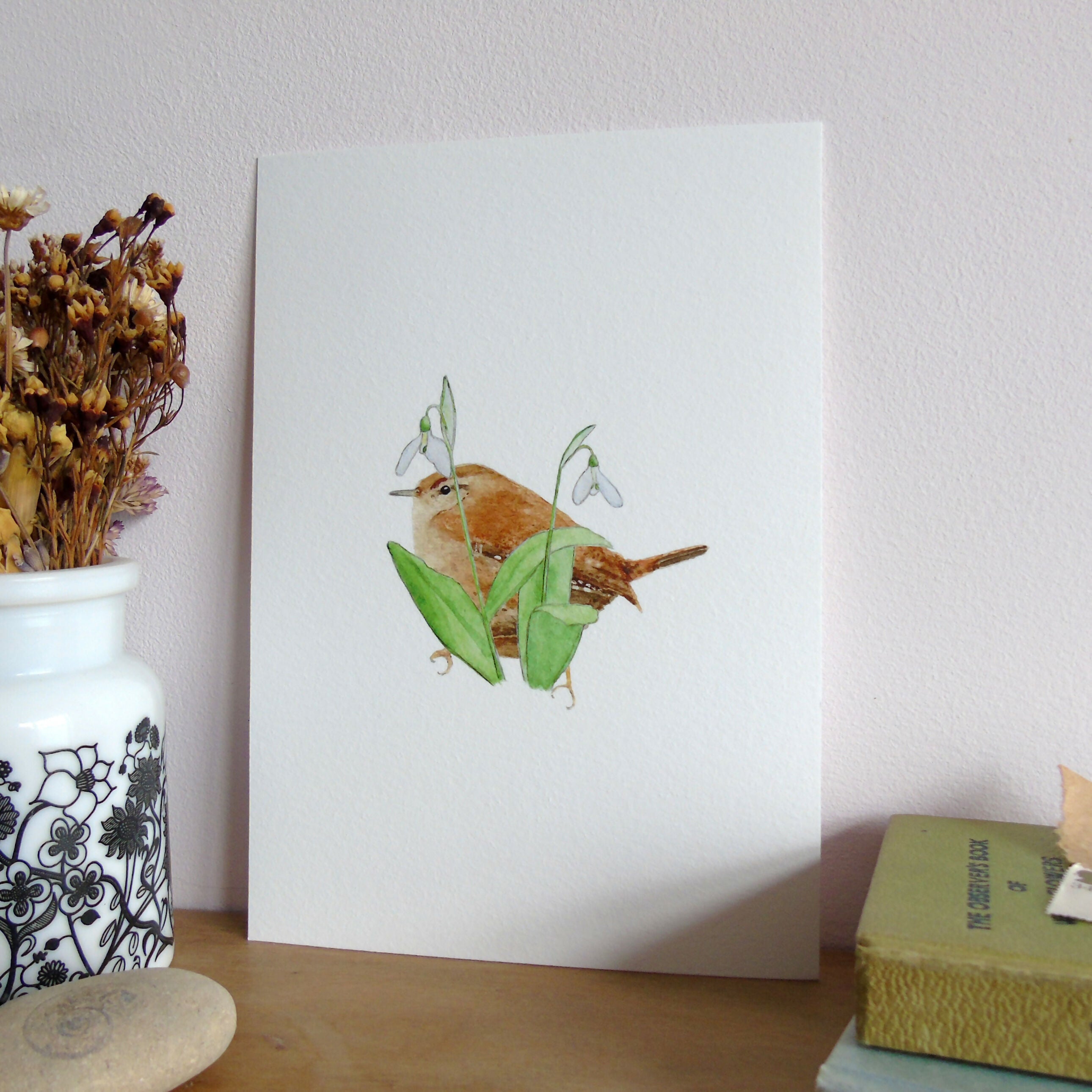 Wren and Snowdrops Giclee Print