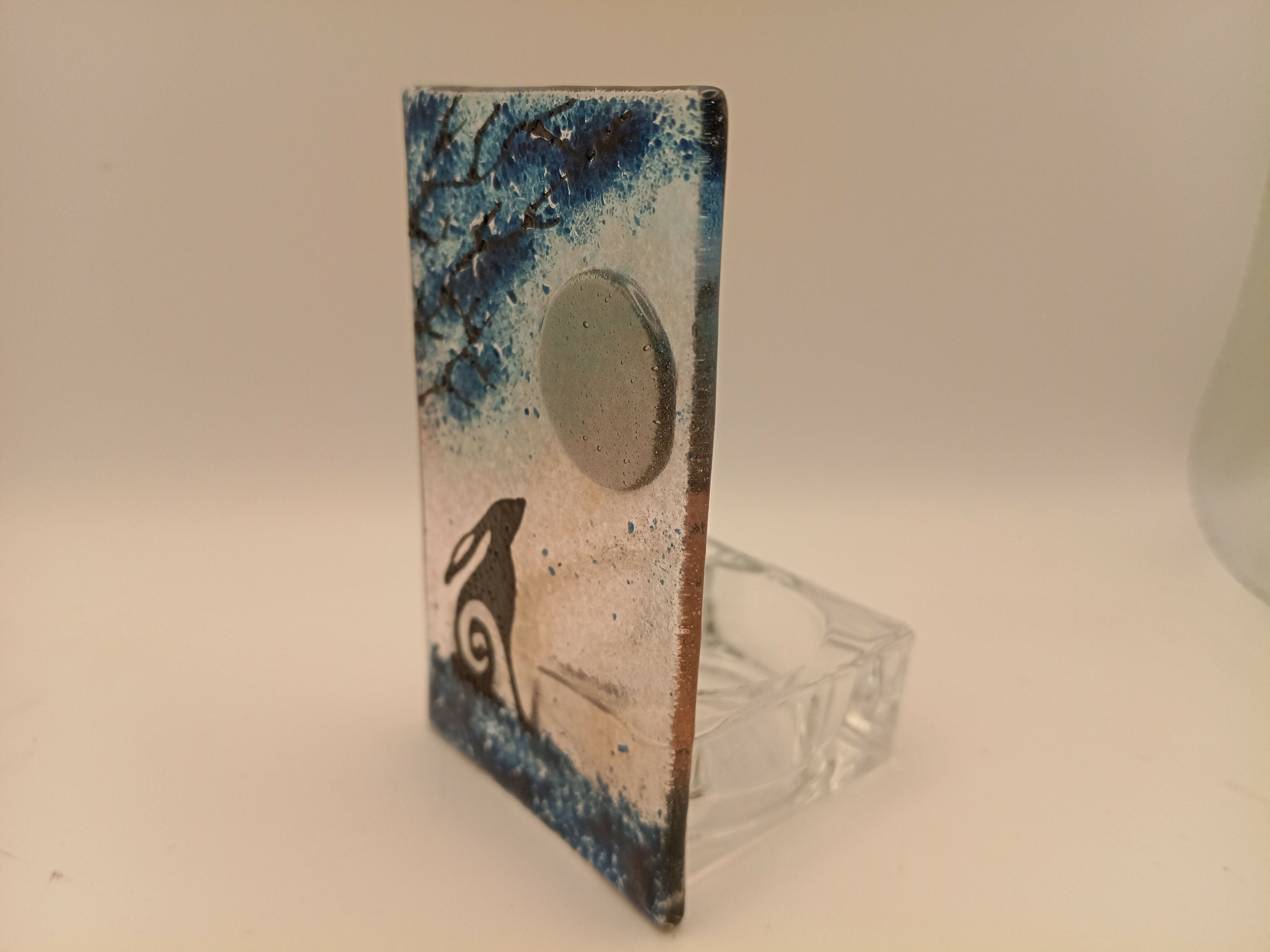 Fused Glass Moon Gazing Hare Tealight