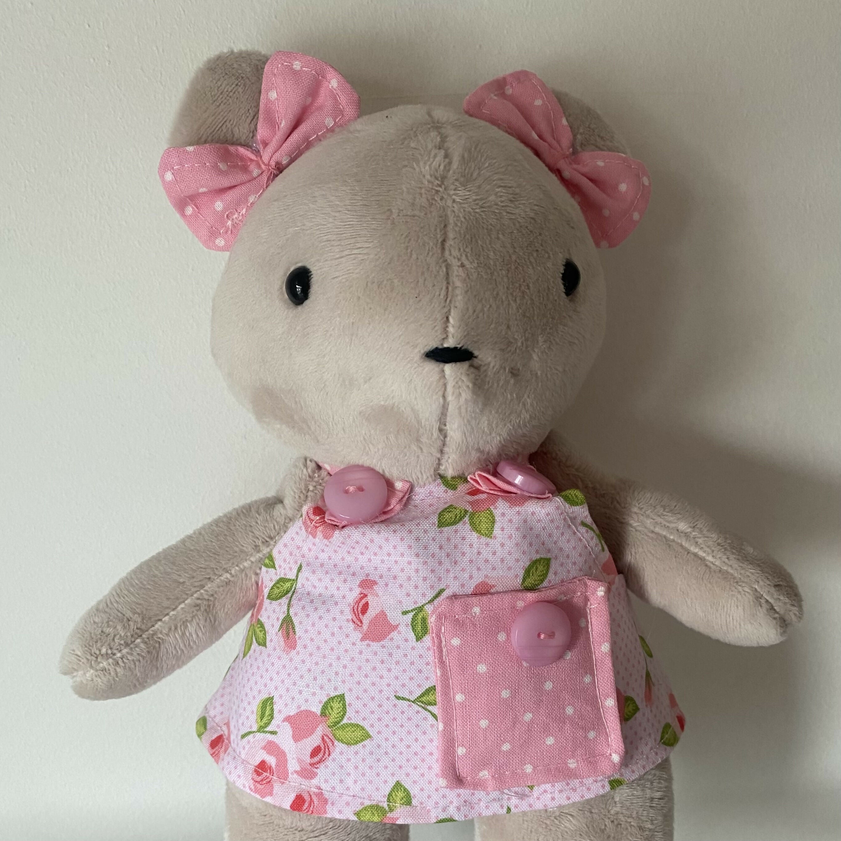 Teddy in pale pink dress