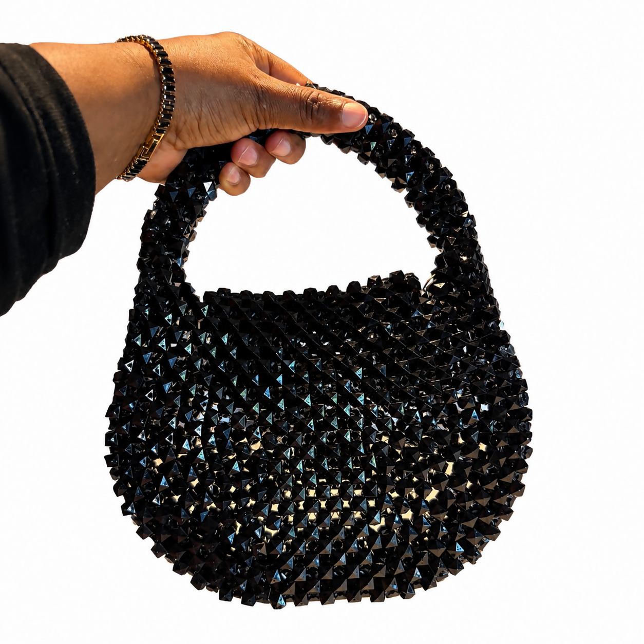 Noir Eclipse Beaded Handbag
