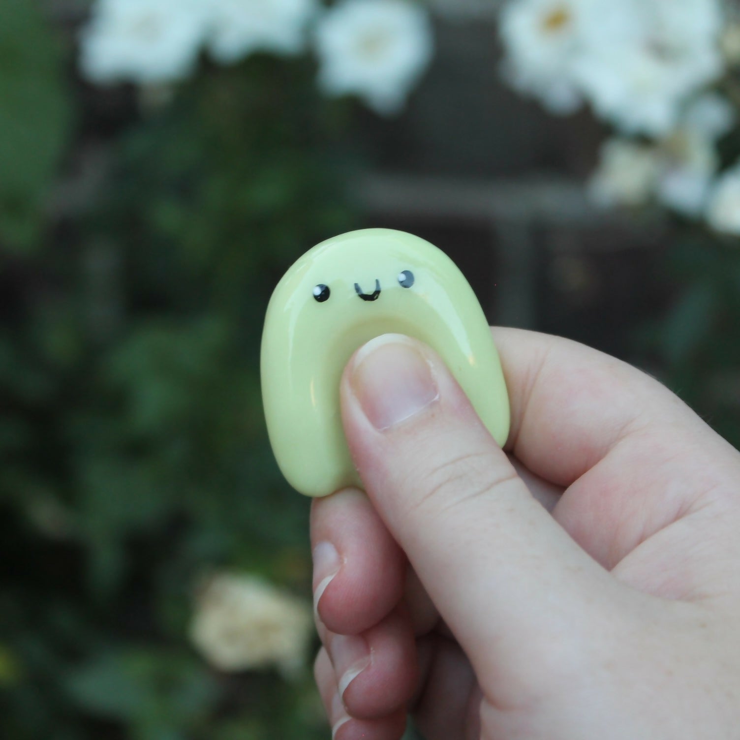 Handmade Polymer Clay Ghost (glow in the dark) Worry Stone